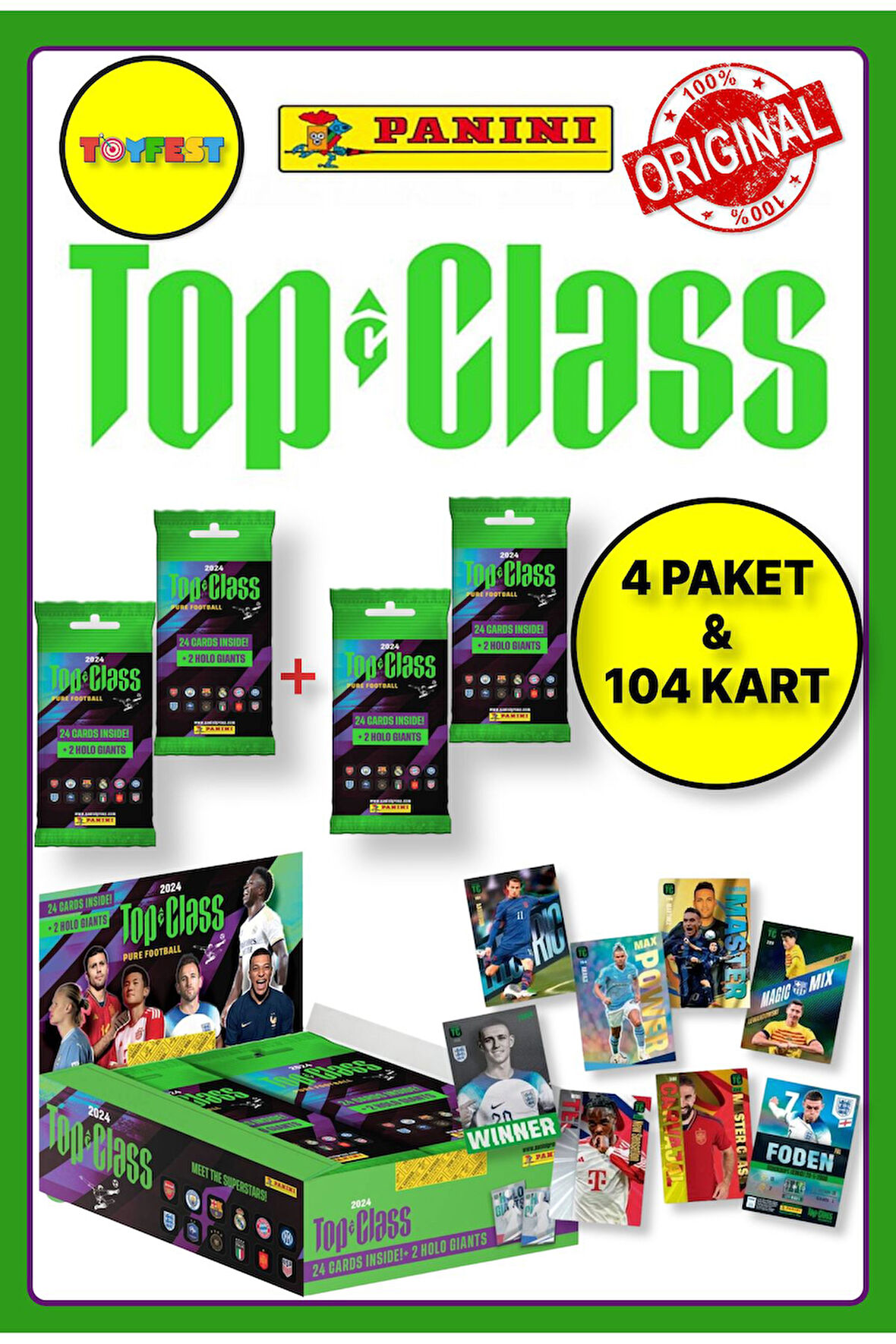 Panini Fifa Top Class 2024 Fat Pack Futbolcu Kartları + 4 Paket (96 Adet Kart + 8 Holo Giants Kart)