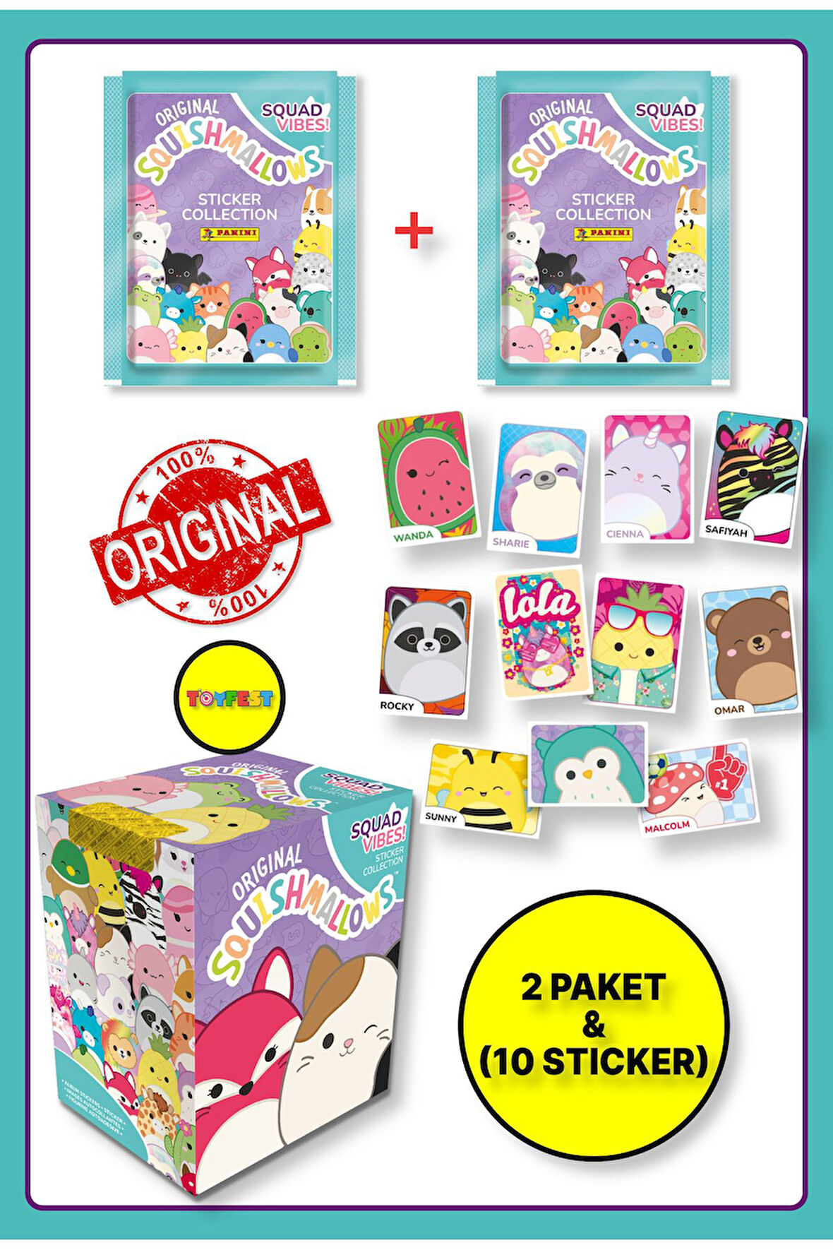 Panini Squishmallows Sticker Çıkartma - 2 Paket ( 10 Adet Sticker )
