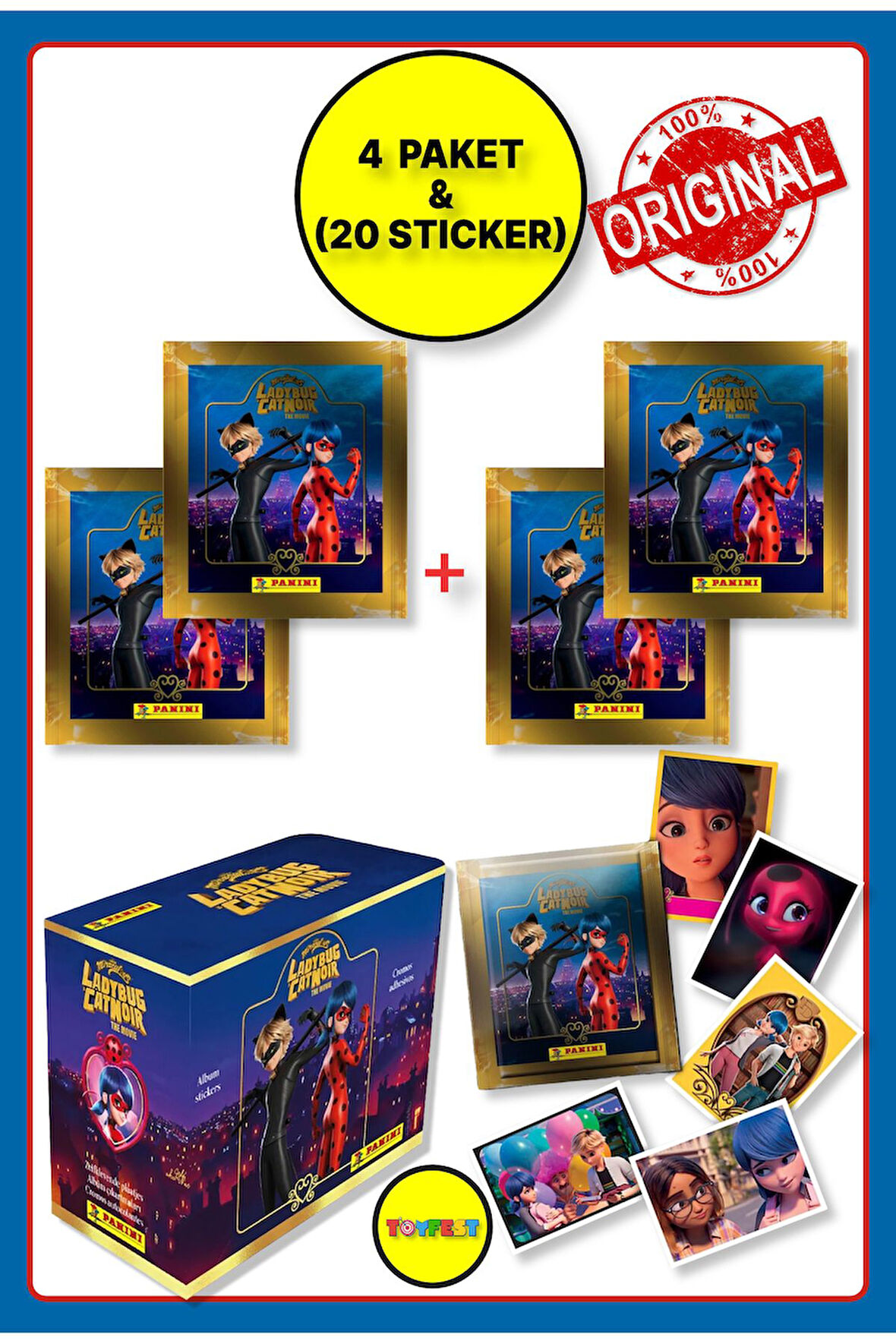 Panini Miraculous Mucize Uğur Böceği Sticker Çıkartma - 4 Paket ( 20 Adet Sticker )