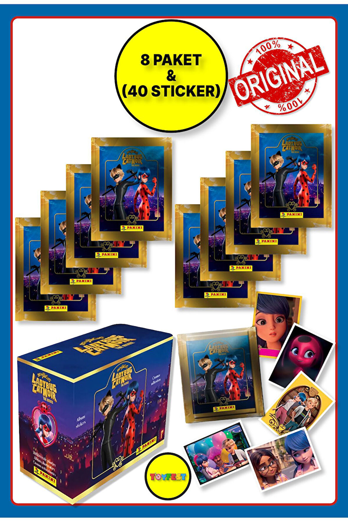 Panini Miraculous Mucize Uğur Böceği Sticker Çıkartma - 8 Paket ( 40 Adet Sticker )