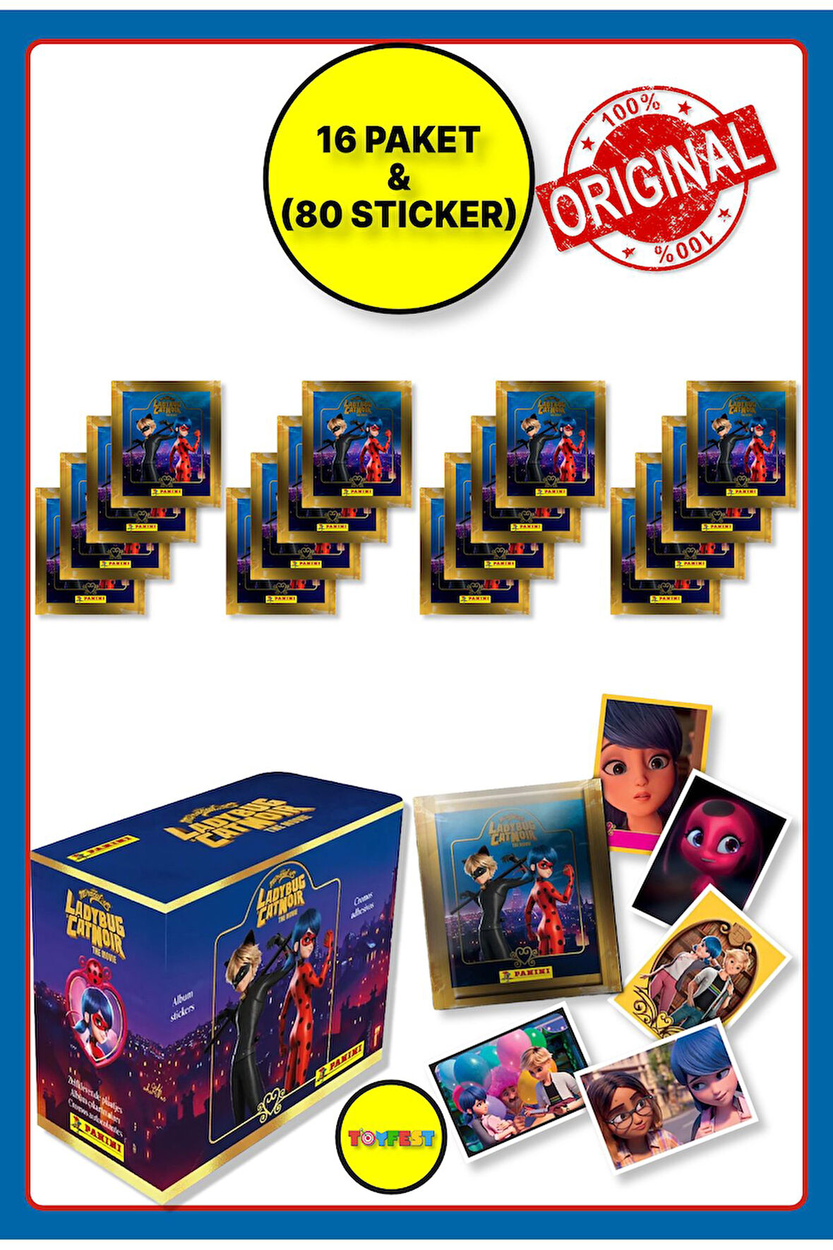 Panini Miraculous Mucize Uğur Böceği Sticker Çıkartma - 16 Paket ( 80 Adet Sticker )