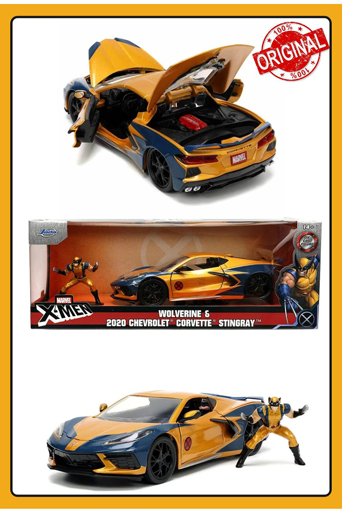 Marvel X - Men Wolverine & 2020 Chevrolet Corvette Stingray Model Araba 1:24