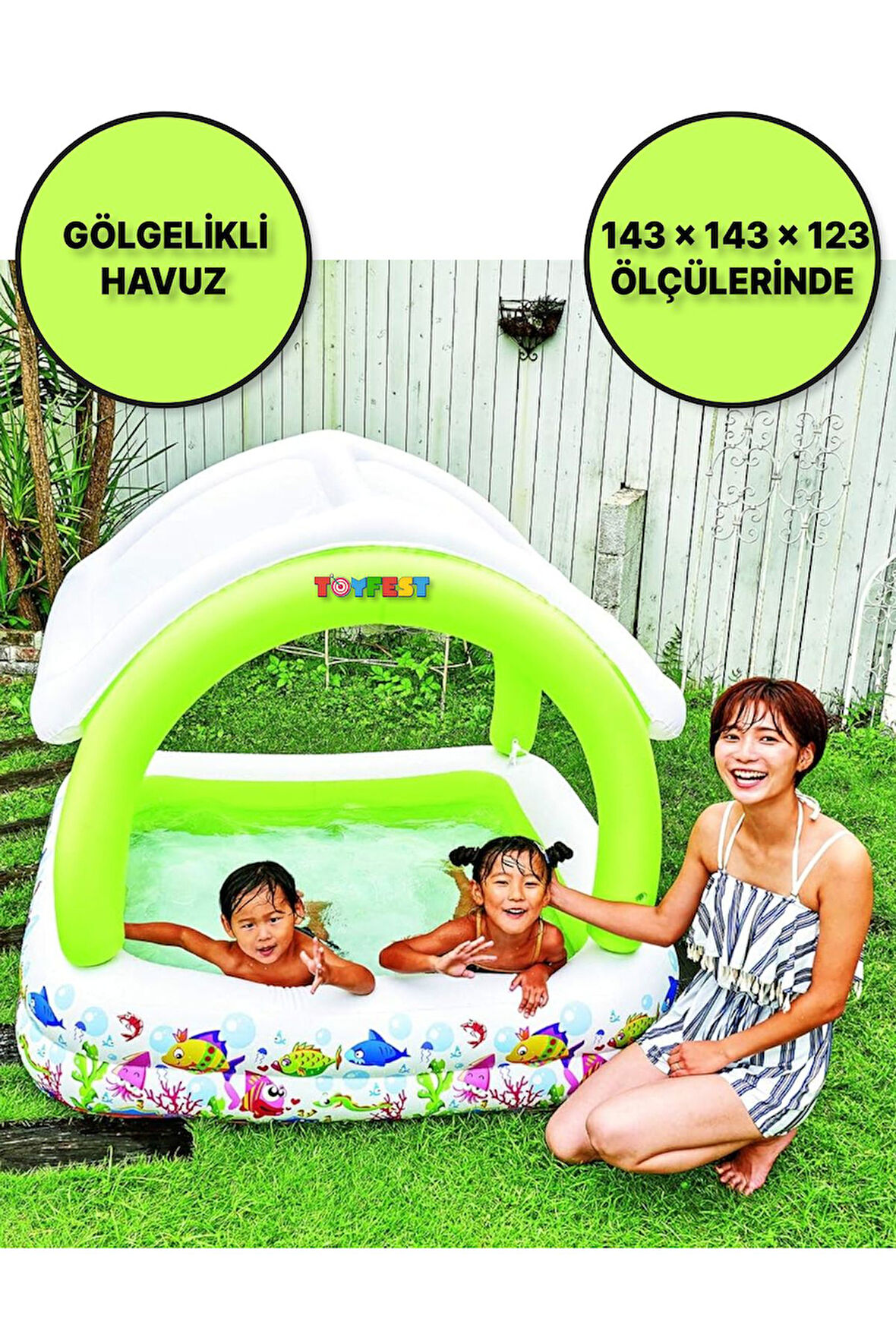 Gölgelikli Havuz 143 x 143 x 123 - 240 Litre