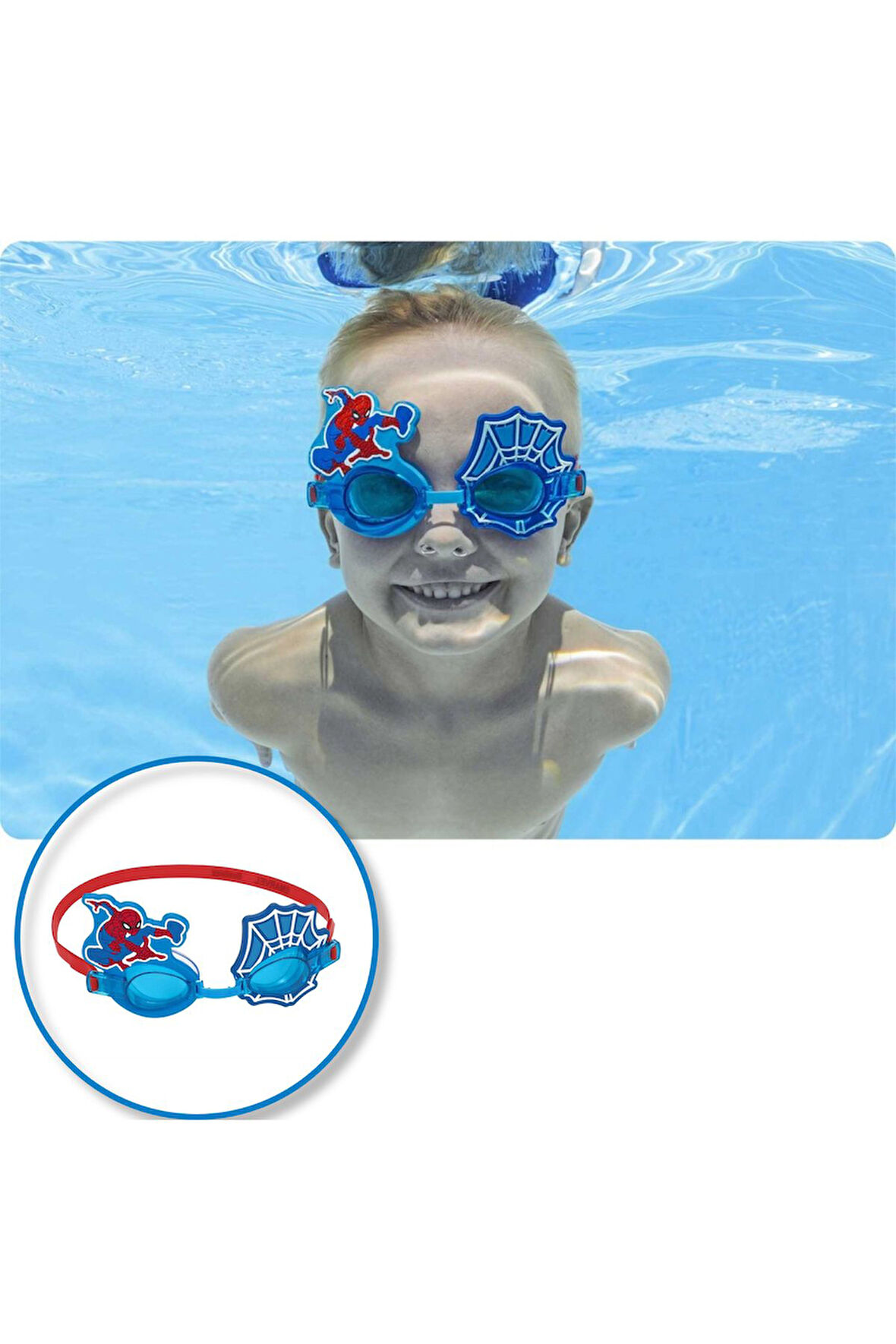 Spiderman Örümcek Adam Ağ Figürlü Deniz Havuz Çocuk Yüzücü Gözlük - (3 - 6 Yaş Arası)