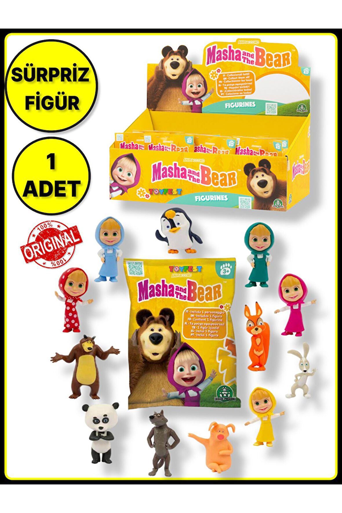 Masha and The Bear Masha ile Koca Ayı Çizgi Film Karakterlerinden Sürpriz Paket Figür - 1 ADET