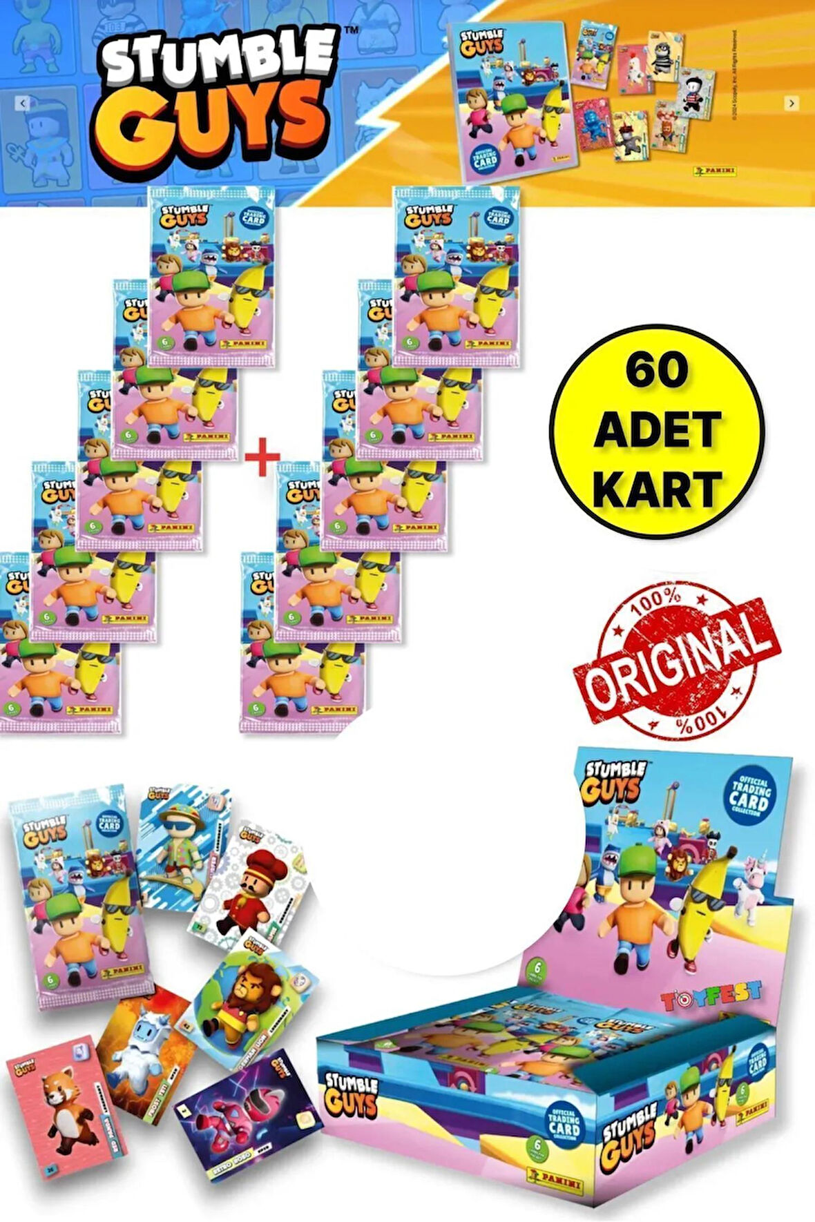 Panini Stumble Guys Koleksiyon Kartları- Çoklu Set - 10 PAKET (60 Adet Kart)