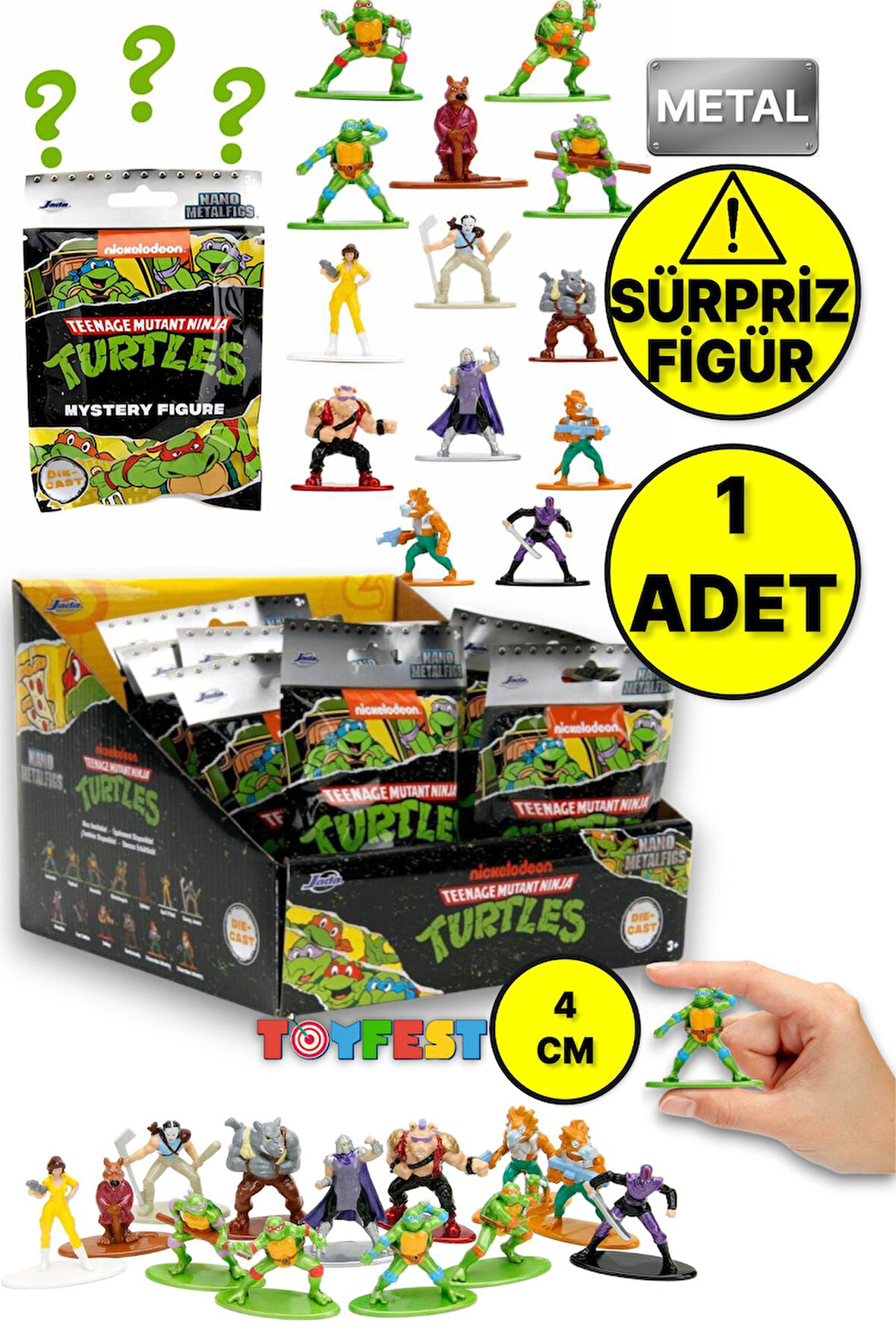 Nano Metalfigs Teenage Mutant Ninja Turtles Ninja Kaplumbağalar Sürpriz Figür Paketi - 1 Adet
