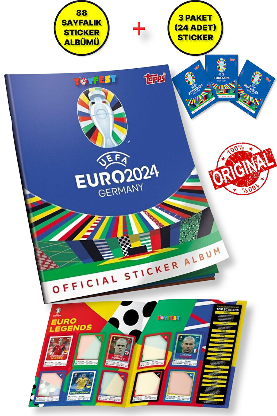 ALMANYA EURO 2024 Avrupa Şampiyonası Match Attax - Resmi Futbolcu Sticker Dergisi + 24 Adet Sticker