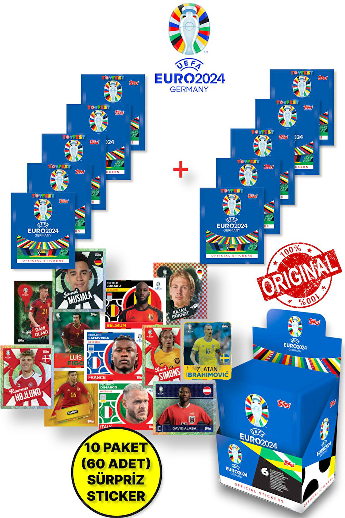 ALMANYA EURO 2024 Avrupa Şampiyonası Match Attax - 10 ADET Futbolcu Sticker Paketi (60 Adet Sticker)
