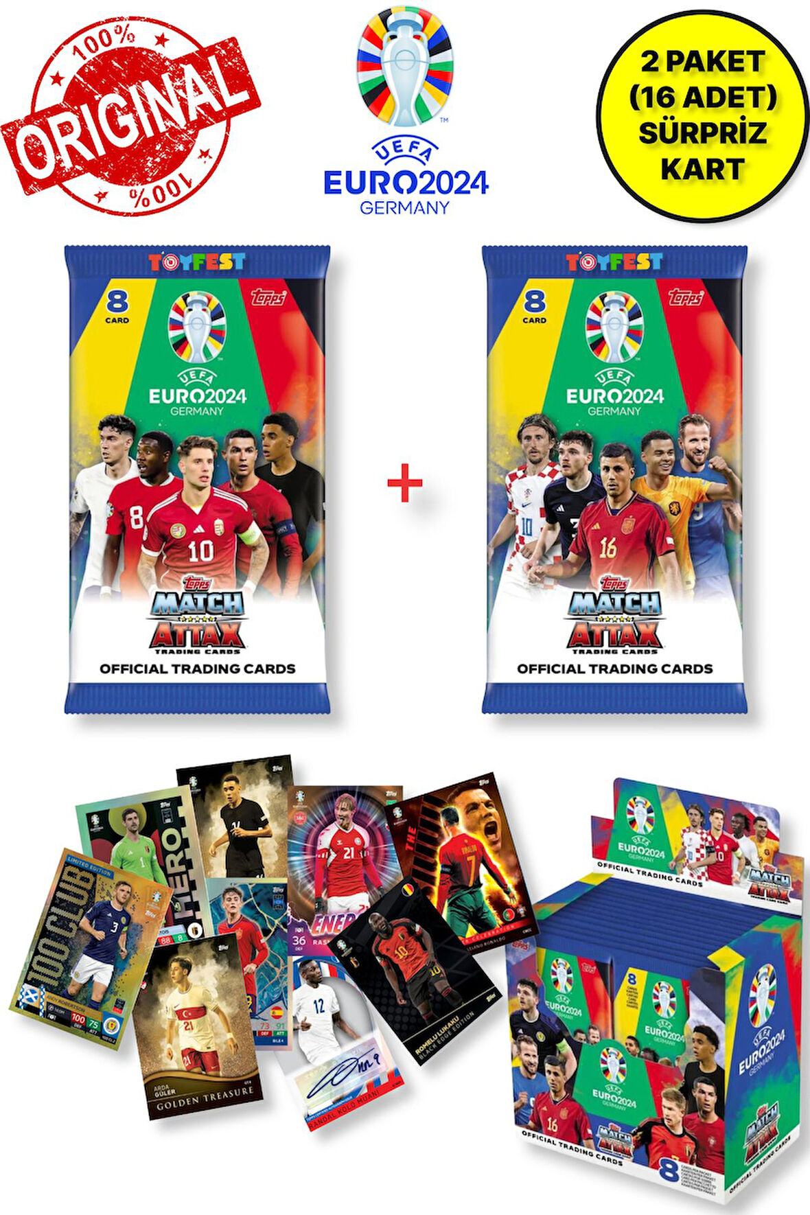 ALMANYA EURO 2024 Avrupa Şampiyonası Match Attax - 2 ADET Resmi Futbolcu Kart Paketi (16 Adet Kart)