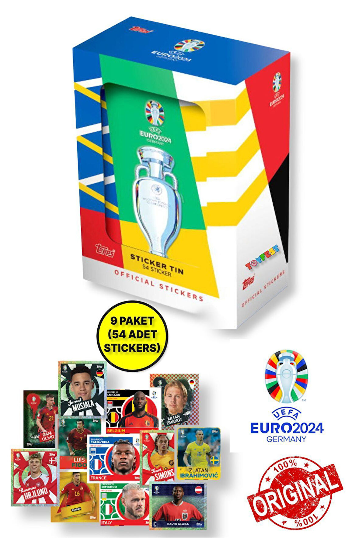 ALMANYA EURO 2024 Avrupa Şampiyonası Match Attax - Resmi Futbolcu Mini Tin Stickers Metal Kutu