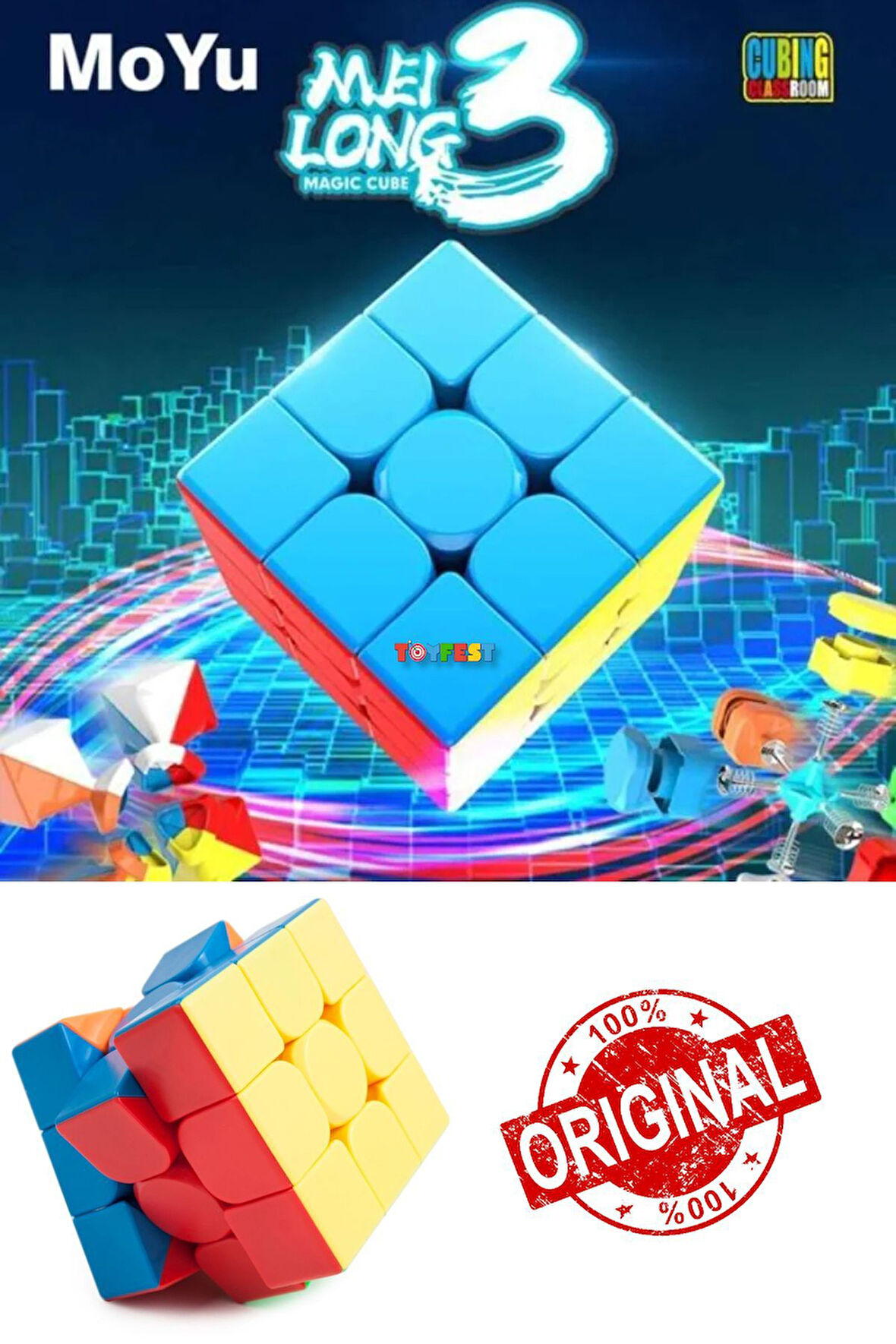 Moyu Meilong 3X3 Classic Speed Cube - 3X3 Stickersız Klasik Hızlı Rübik Zeka Küpü