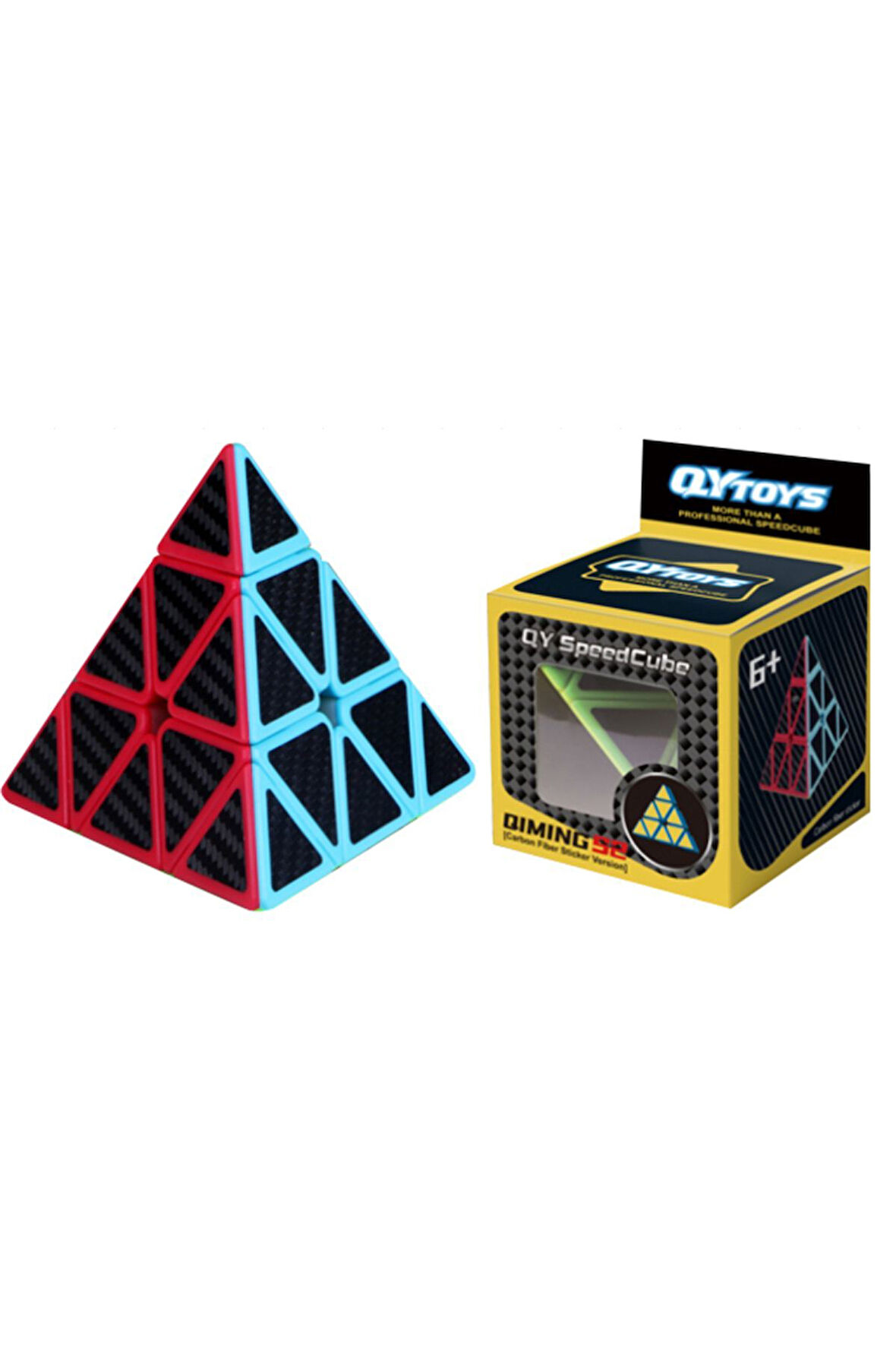 QY Fiber Karbon Pyramid Küp Hızlı Rübik Zeka Sabır Küpü