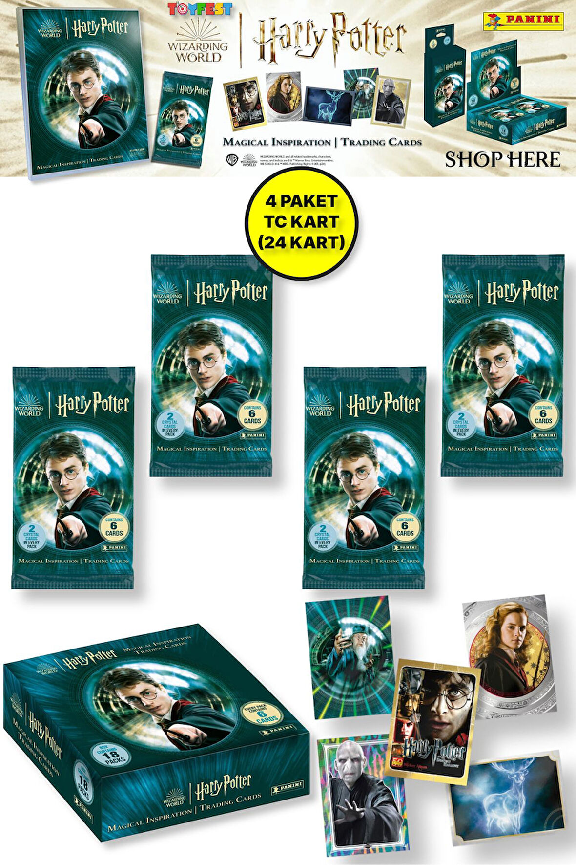 Panini Harry Potter Koleksiyonluk Trading Kart - 4 PAKET (24 KART)