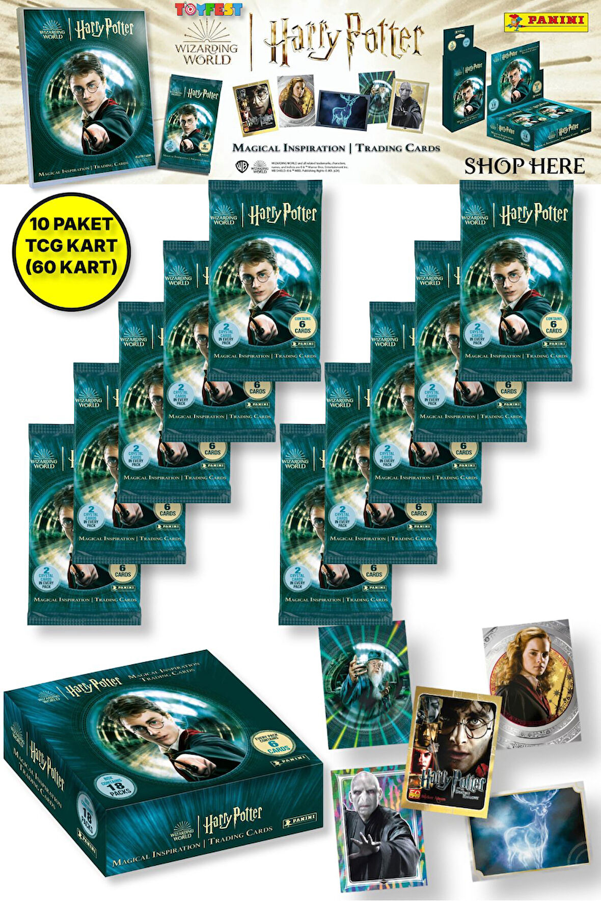 Panini Harry Potter Koleksiyonluk Trading Kart - 10 PAKET (60 KART)