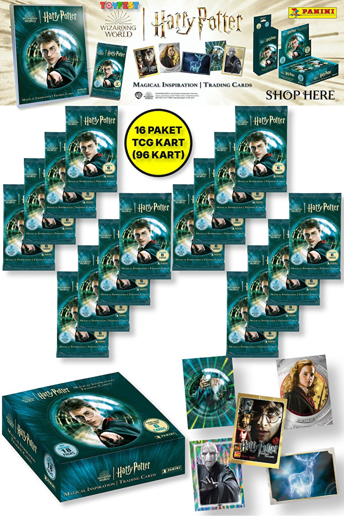 Panini Harry Potter Koleksiyonluk Trading Kart - 16 PAKET (96 KART)