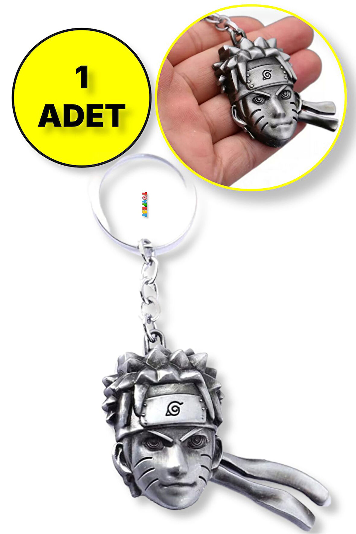 Naruto 3D Büst Figür Metal Anahtarlık - Gümüş Renk - 1 ADET