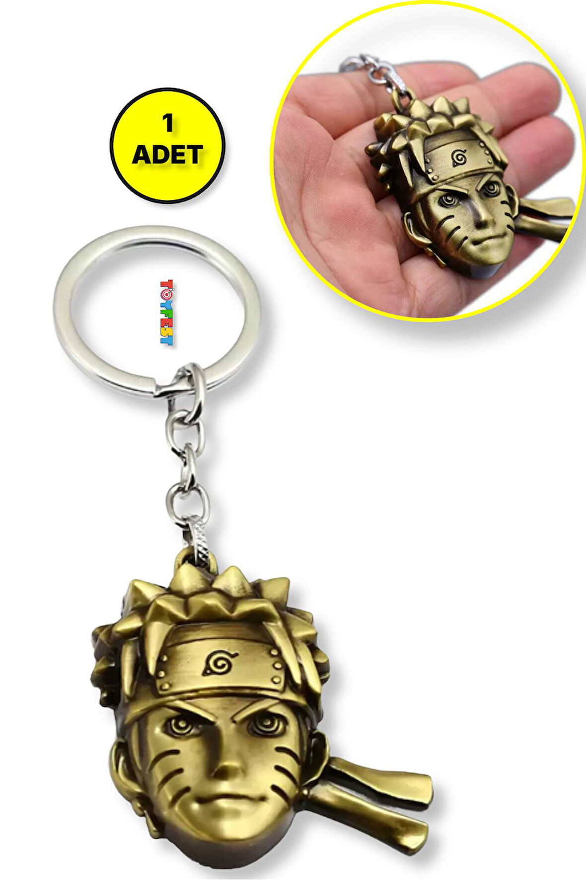 Naruto 3D Büst Figür Metal Anahtarlık - Bakır Renk - 1 ADET