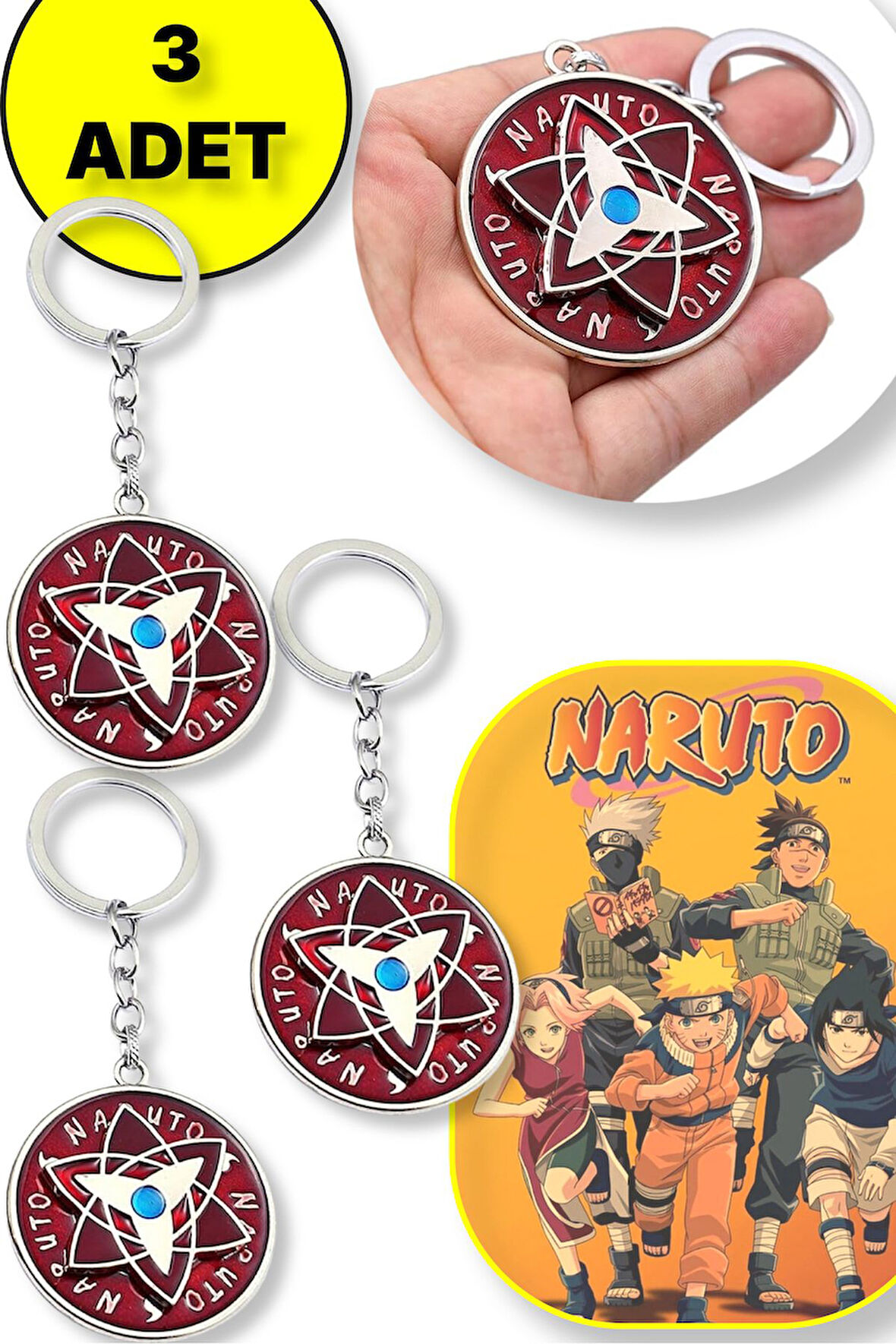 Naruto Yıldız Şekilli Metal Anahtarlık - 3 ADET