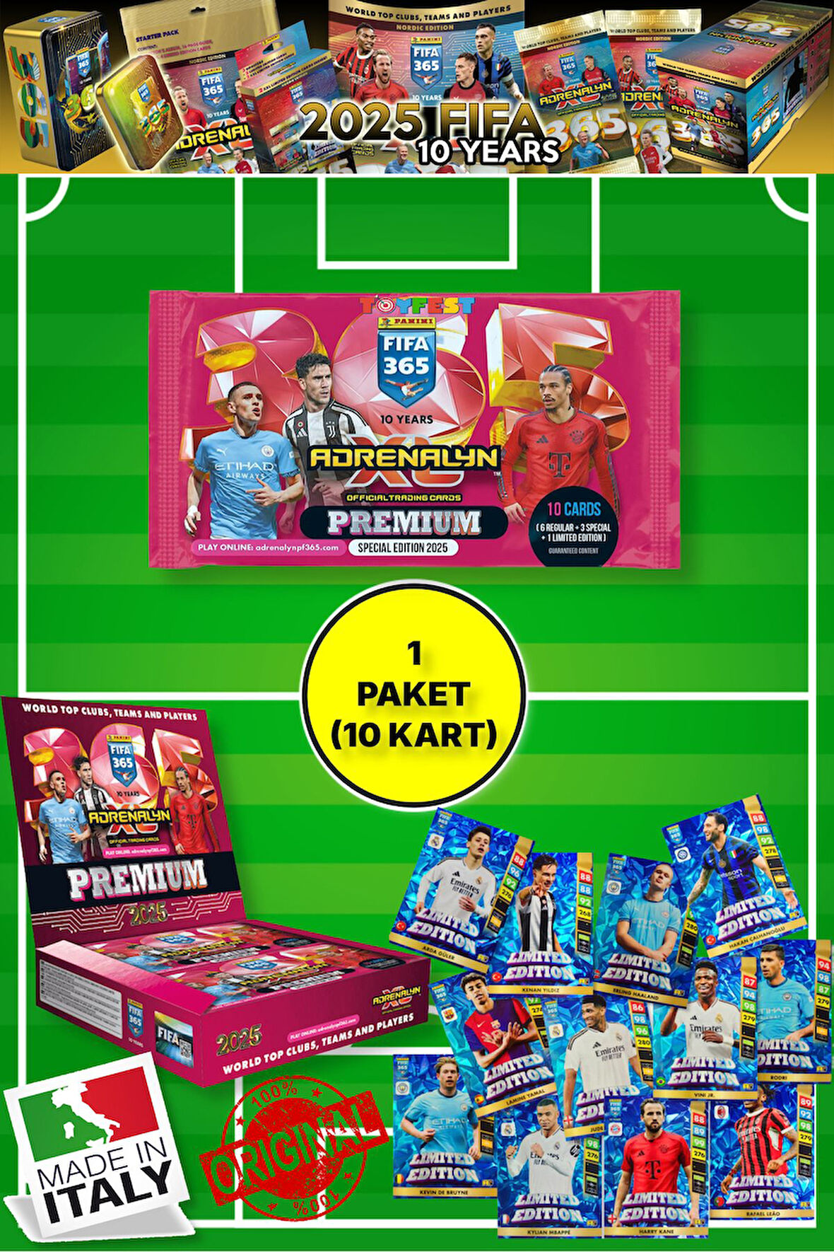 Panini Fifa 365 - 2025 Official Special Edition Premium Card Futbolcu Kartları - 1 PAKET (10 KART)
