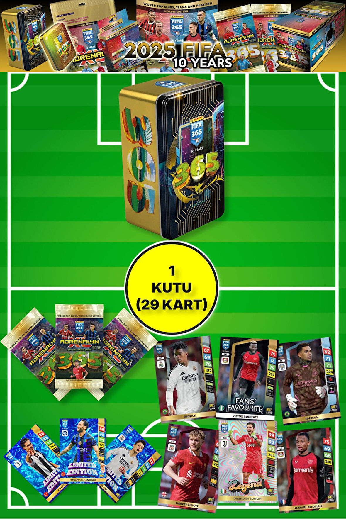 Panini Fifa 365 - 2025 Official TC Tin Box - Metal Kutulu Futbolcu Kartları ( 1 KUTU) MODEL 2