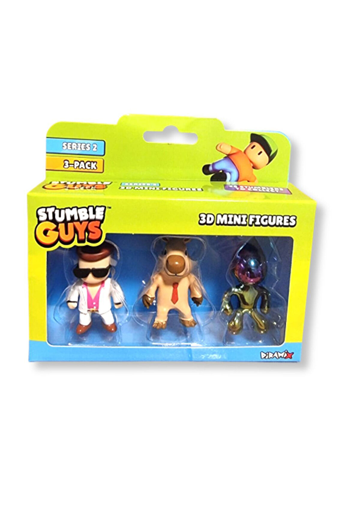 Stumble Guys Seri 2 - 3D Mini 3 lü Figür Seti - Disco Dan - Capybara - Liquid Rainbow