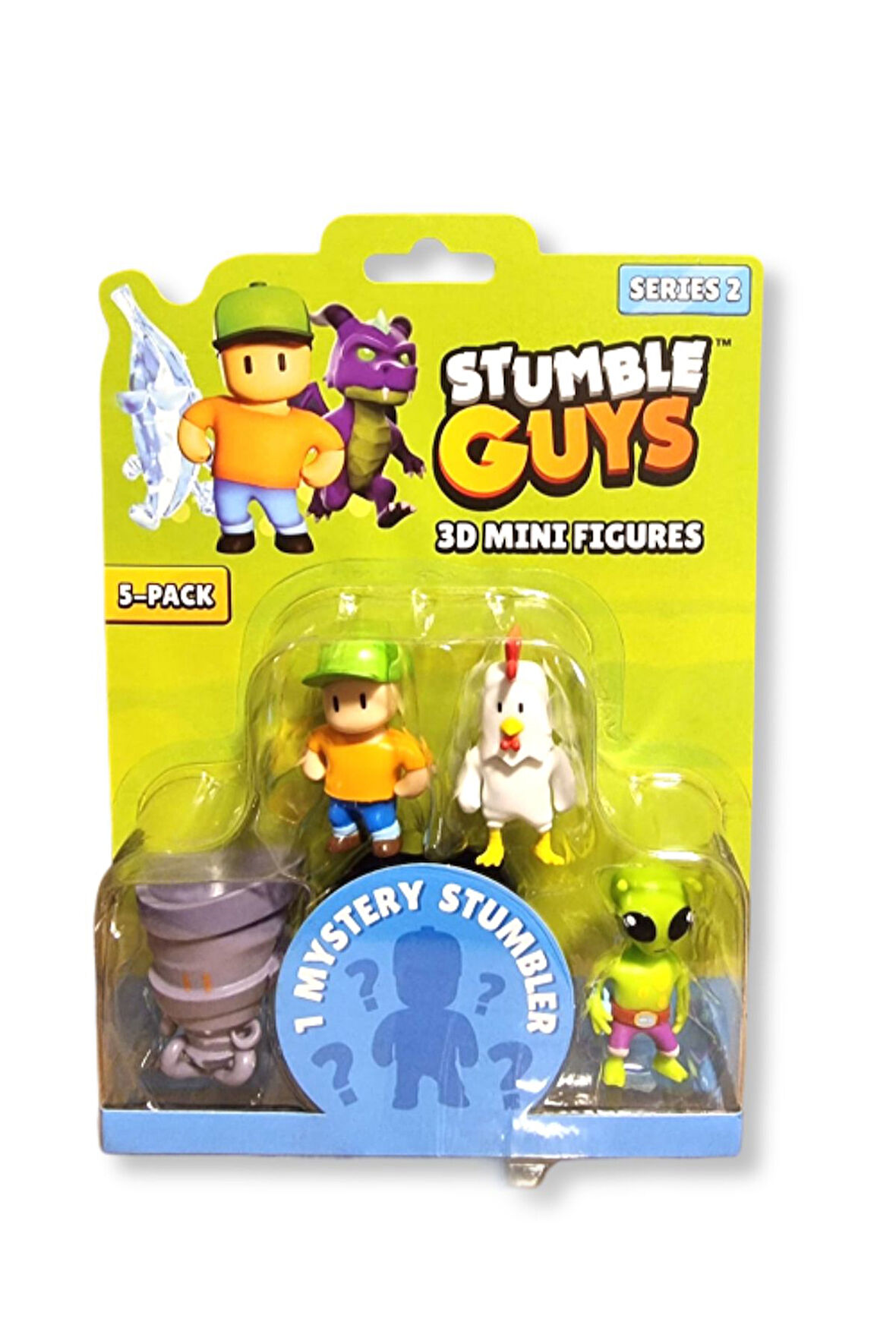 Stumble Guys Seri 2 - 5 li Figür Seti -  Twister - Mr. Stumble - Chicken - Green Alien