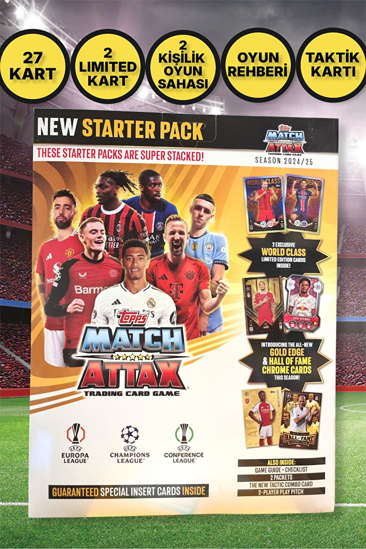 Topps Match Attax 24-25 Uefa Şampiyonlar Avrupa ve Konferans Ligi Futbolcu Kartları New Starter Pack