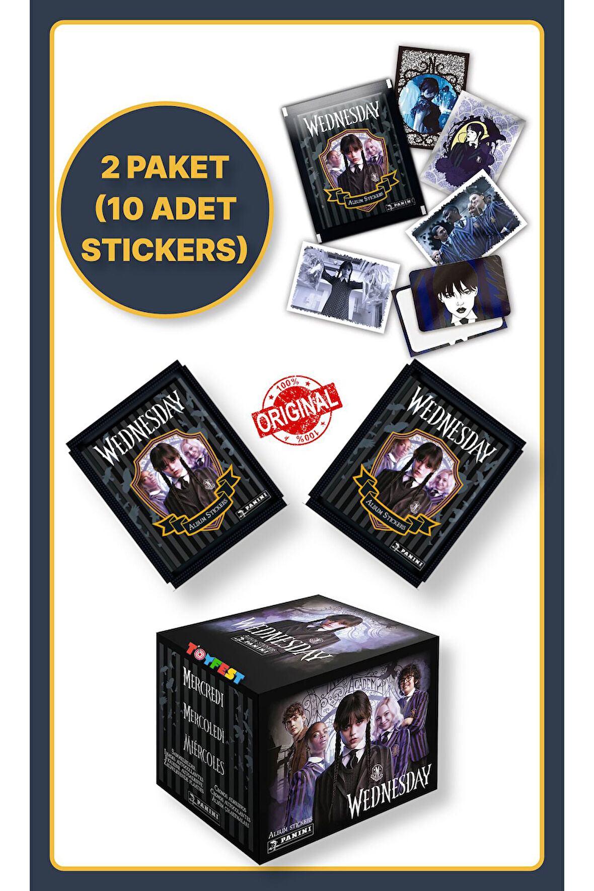 Panini Wednesday Koleksiyon Sticker Çıkartmaları  + 1 Paket (5 Adet Sticker)