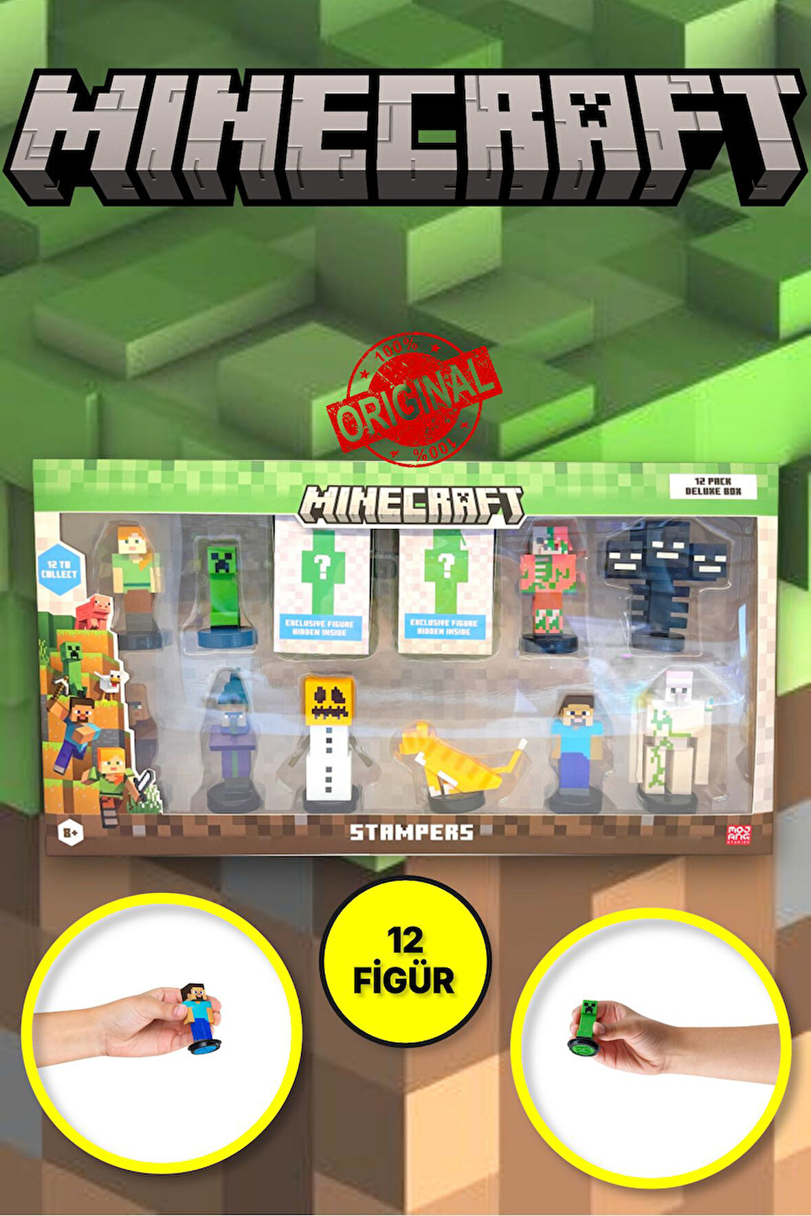 Minecraft 3D Figür Stamper 12'li  Delüks Set