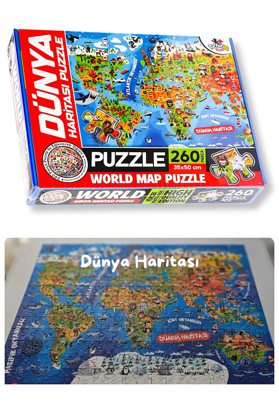 Dünya Kültür Haritası Puzzle Yapboz - 260 Parça
