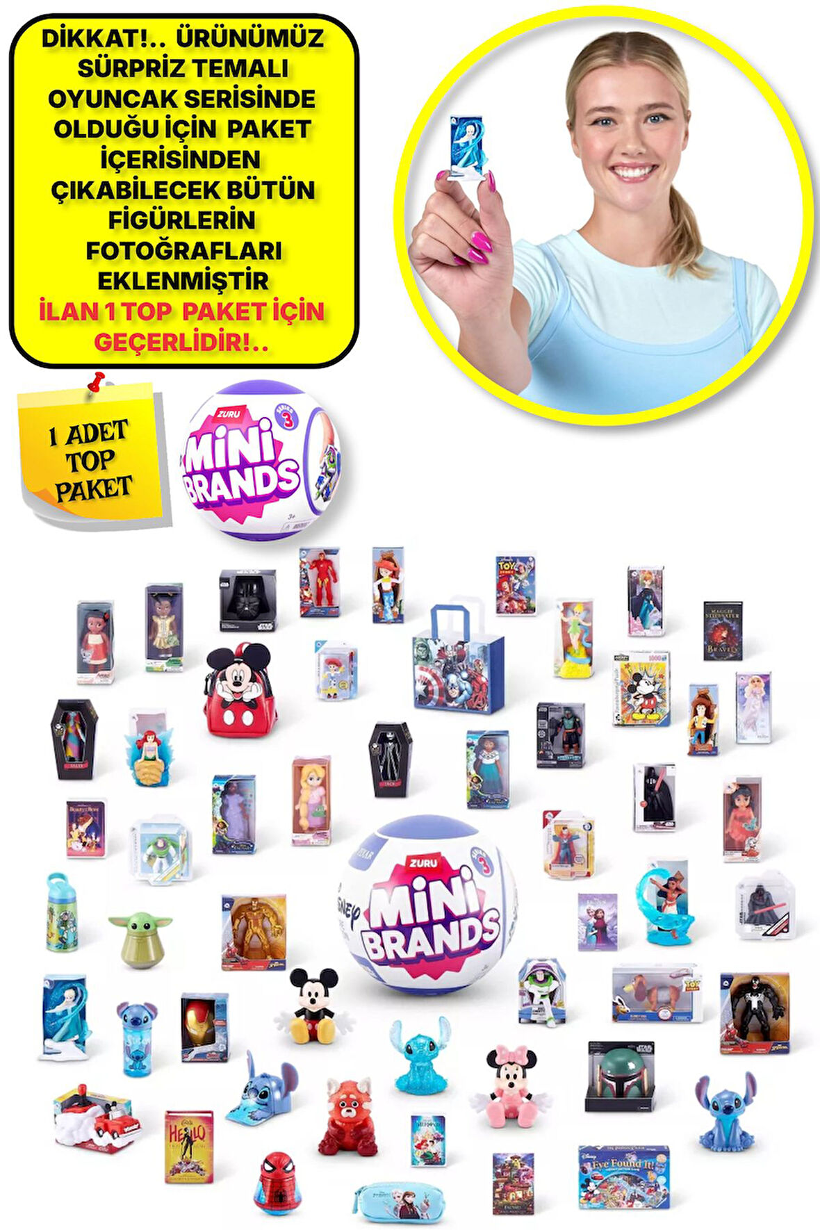 Mini Brands Mini Disney Sürpriz Figürleri Top Paket - 1 ADET