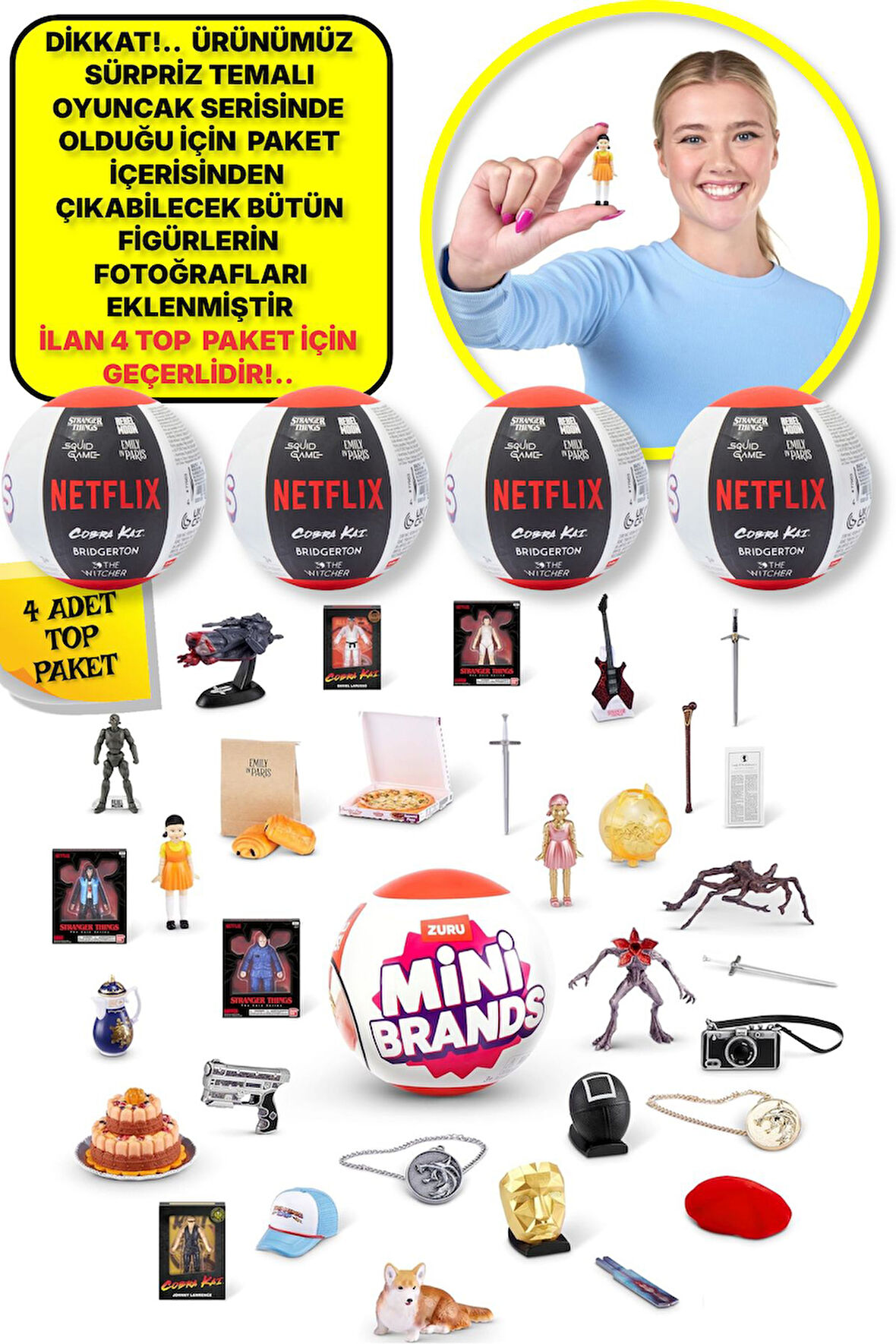 Mini Brands Mini Netflix Sürpriz Figürleri Top Paket - 4 ADET