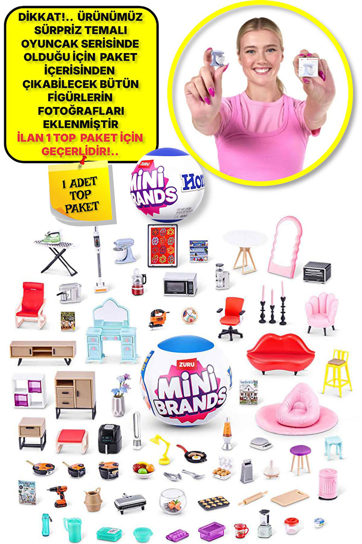 Mini Brands Mini Home   Ev Eşyası Sürpriz Fügürleri Top Paket - 1  ADET