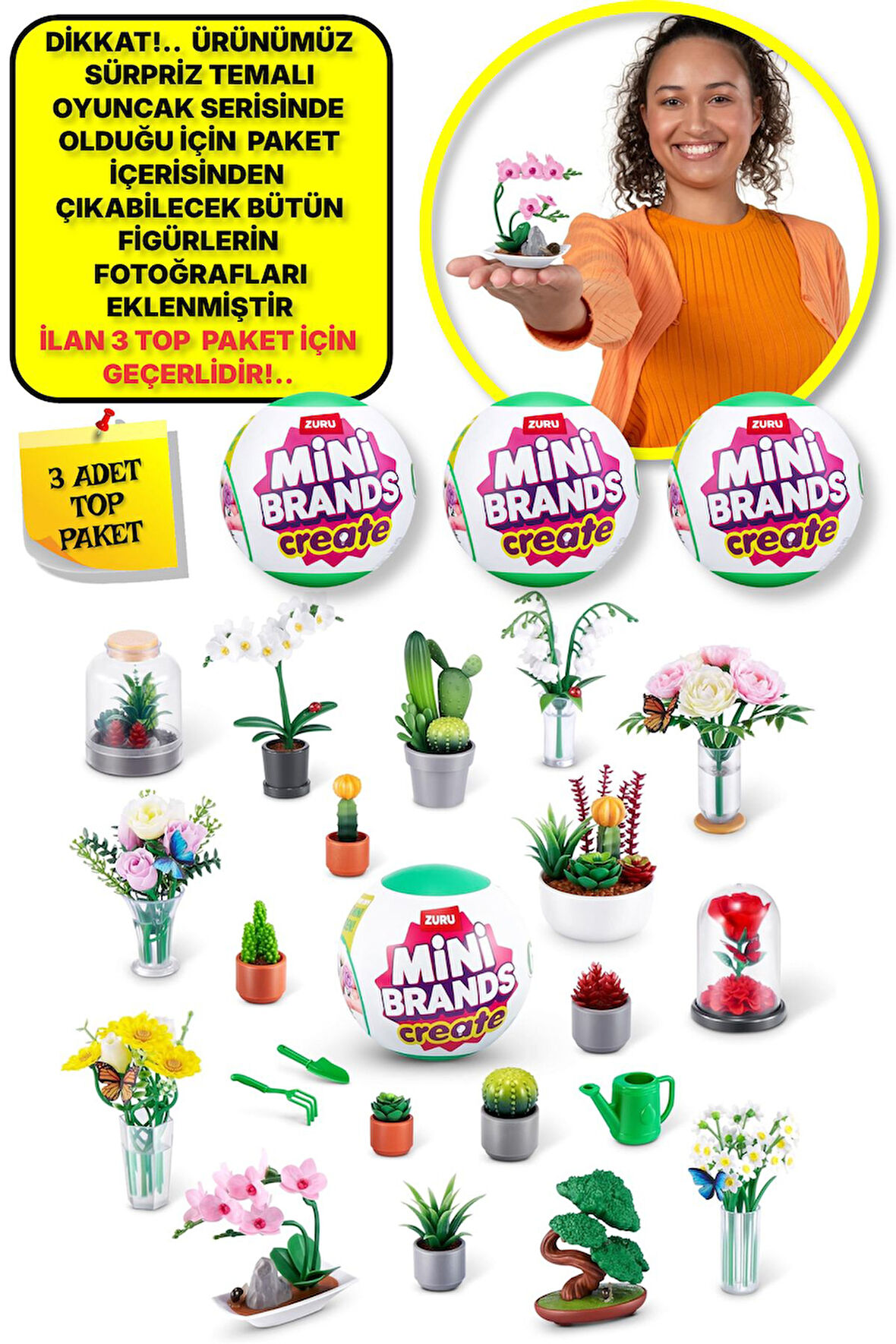 Mini Brands Mini Botanik Bahçe Fügürleri Sürpriz Top Paket - 3 ADET