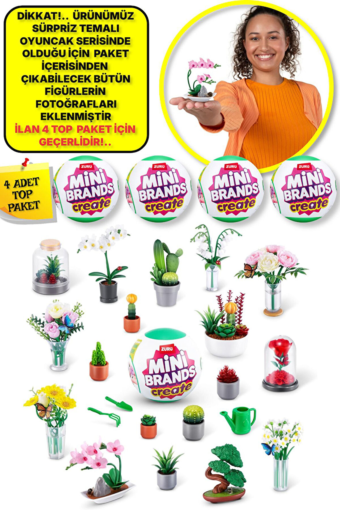 Mini Brands Mini Botanik Bahçe Fügürleri Sürpriz Top Paket - 4 ADET