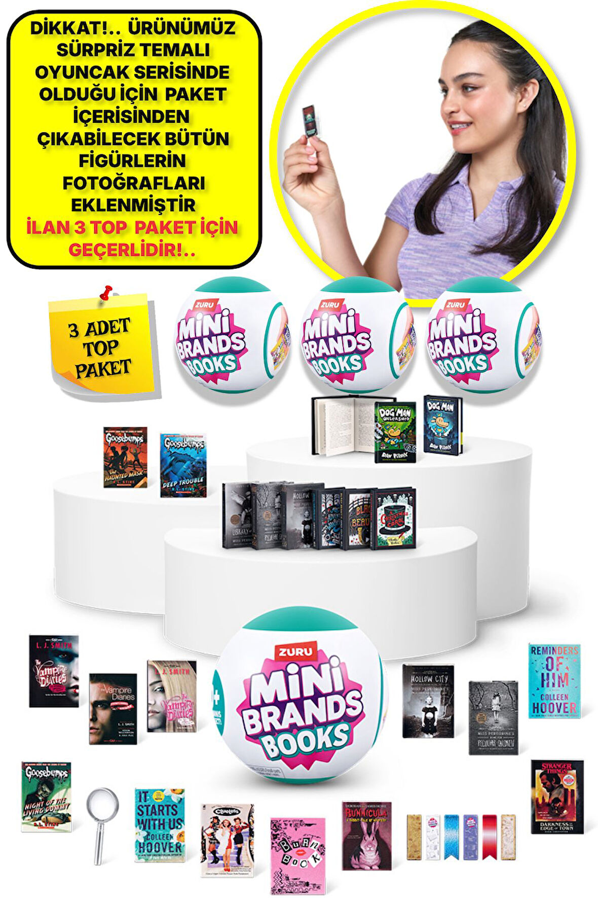 Mini Brands Mini Books Kitap Fügürleri Sürpriz Top Paket - 3 ADET