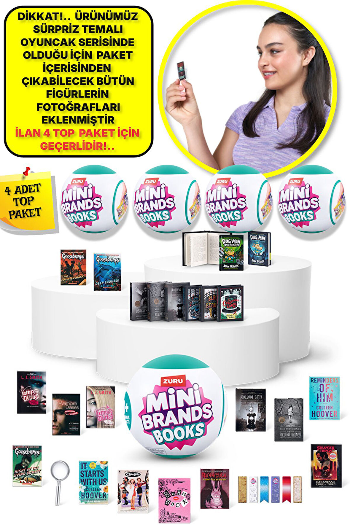 Mini Brands Mini Books Kitap Fügürleri Sürpriz Top Paket - 4 ADET