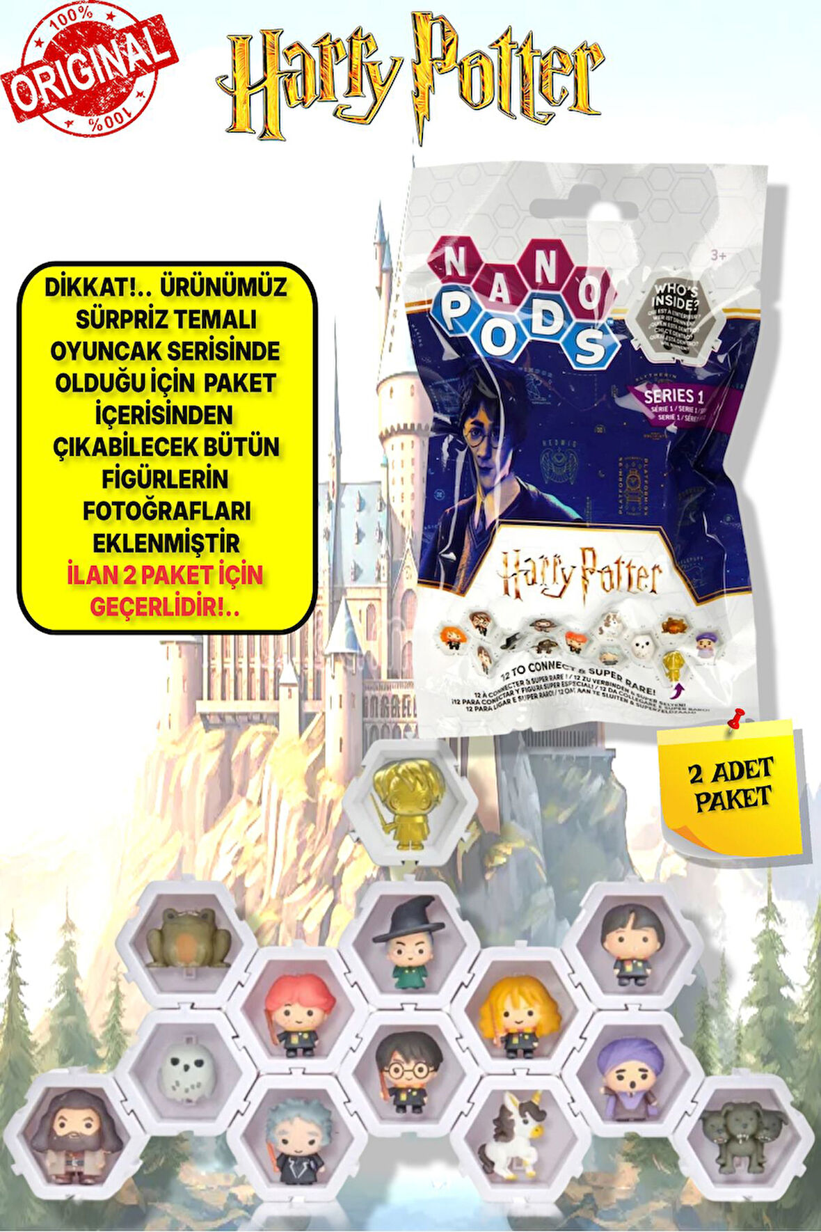 WIB Harry Potter Nano Pods Blind   Bag Sürpriz Figür -  2 ADET