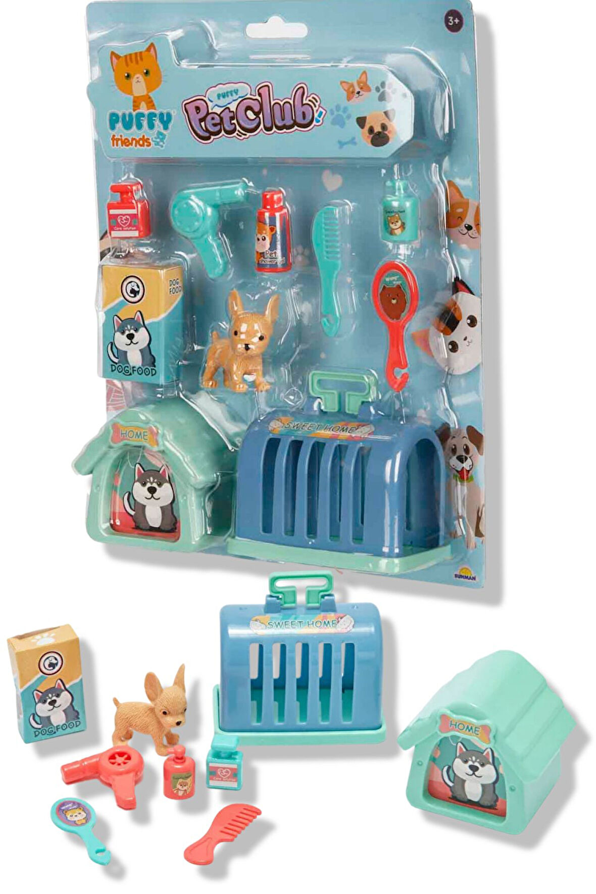 Mini Köpek Bakımı Seti Aksesuarlı 10 Parçalı - Kahverengi Köpek