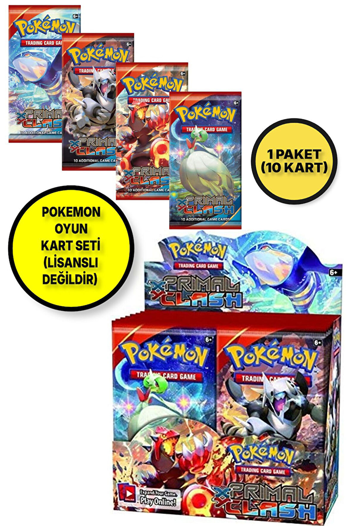 Pokemon Oyun Kartı TCG XY Primal Clash Lisanssız Booster Pack - 1 Paket (10  KART)