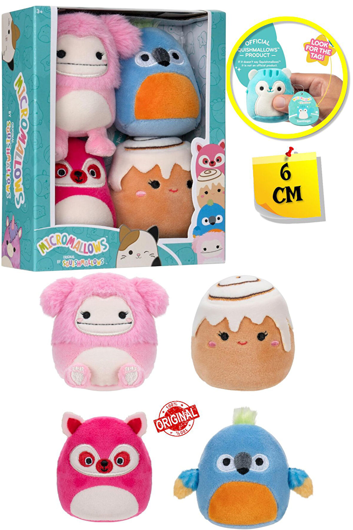 Micromallows Squishmallows Mini Yumuşak Peluş Oyuncak 4 lü Figür Seti - 6 CM - MODEL - 2