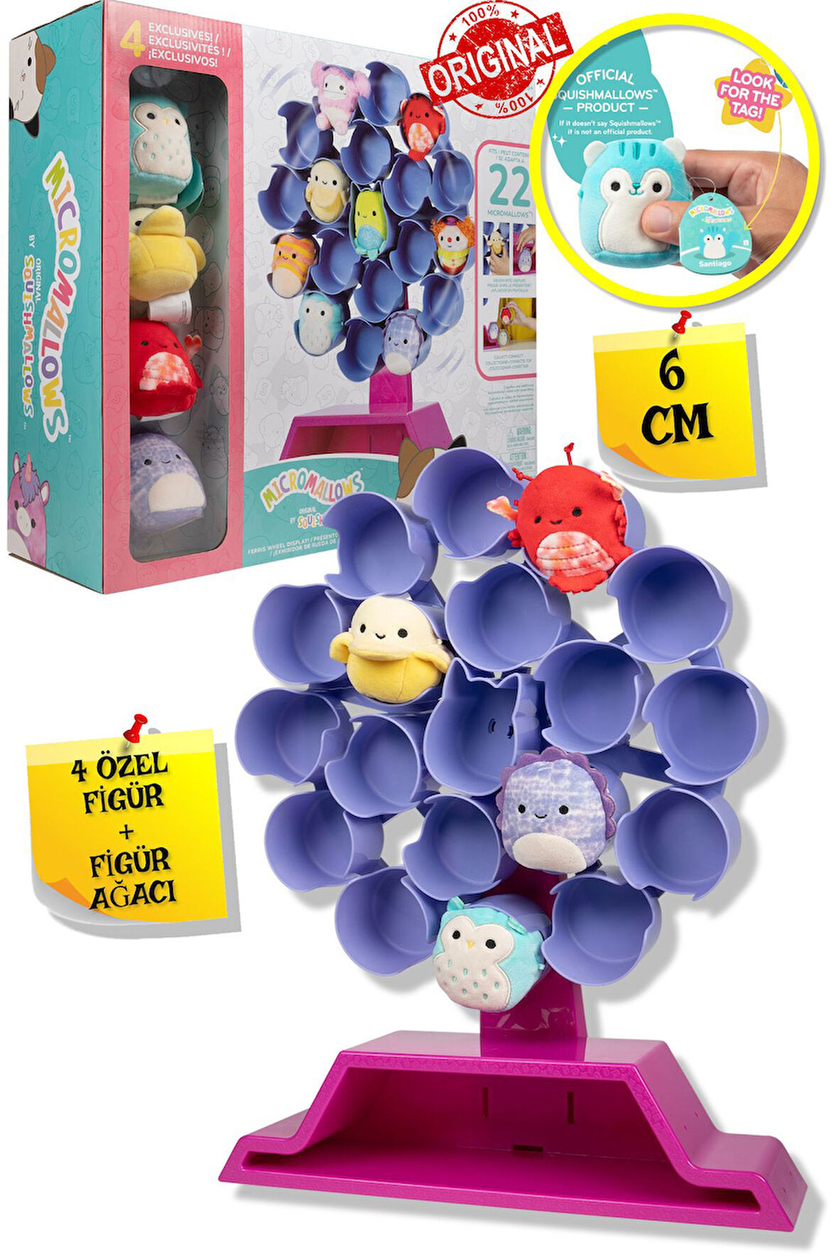 Micromallows Squishmallows Mini Yumuşak Peluş Oyuncak 4 lü Özel Figür ve Mega Sergi Seti - 6 CM