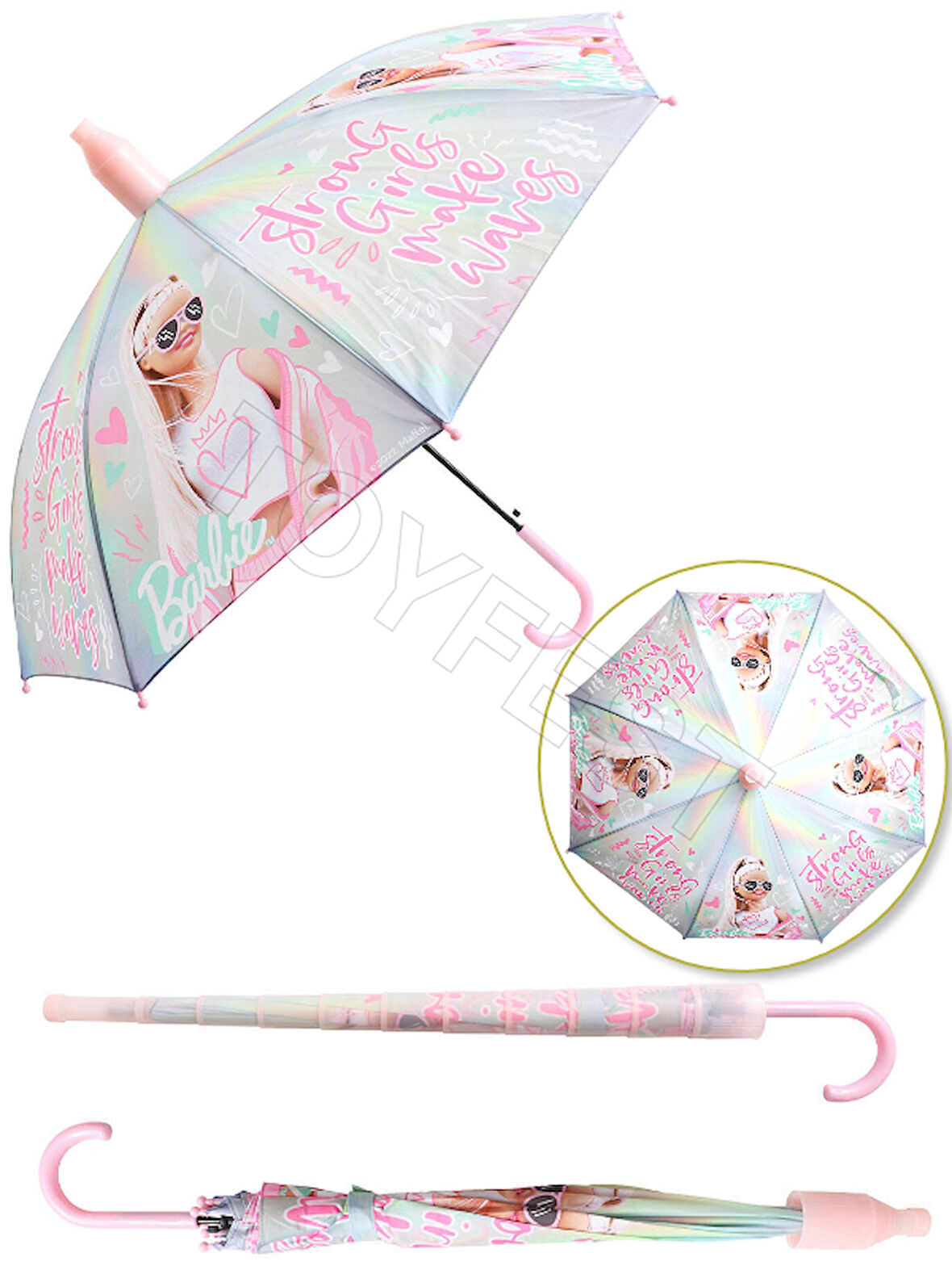 Strong Girl PVC Koruma Kılıflı Çocuk Şemsiyesi - 3 - 12 Yaş Arası Çap : 85 cm