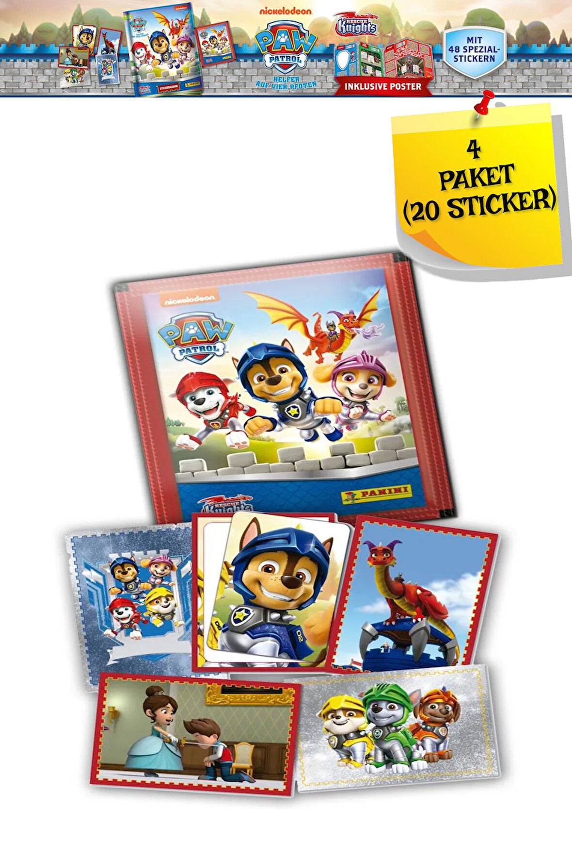 Panini Paw Patrol Sticker Çıkartma - 4 Paket ( 20 Adet Sticker )