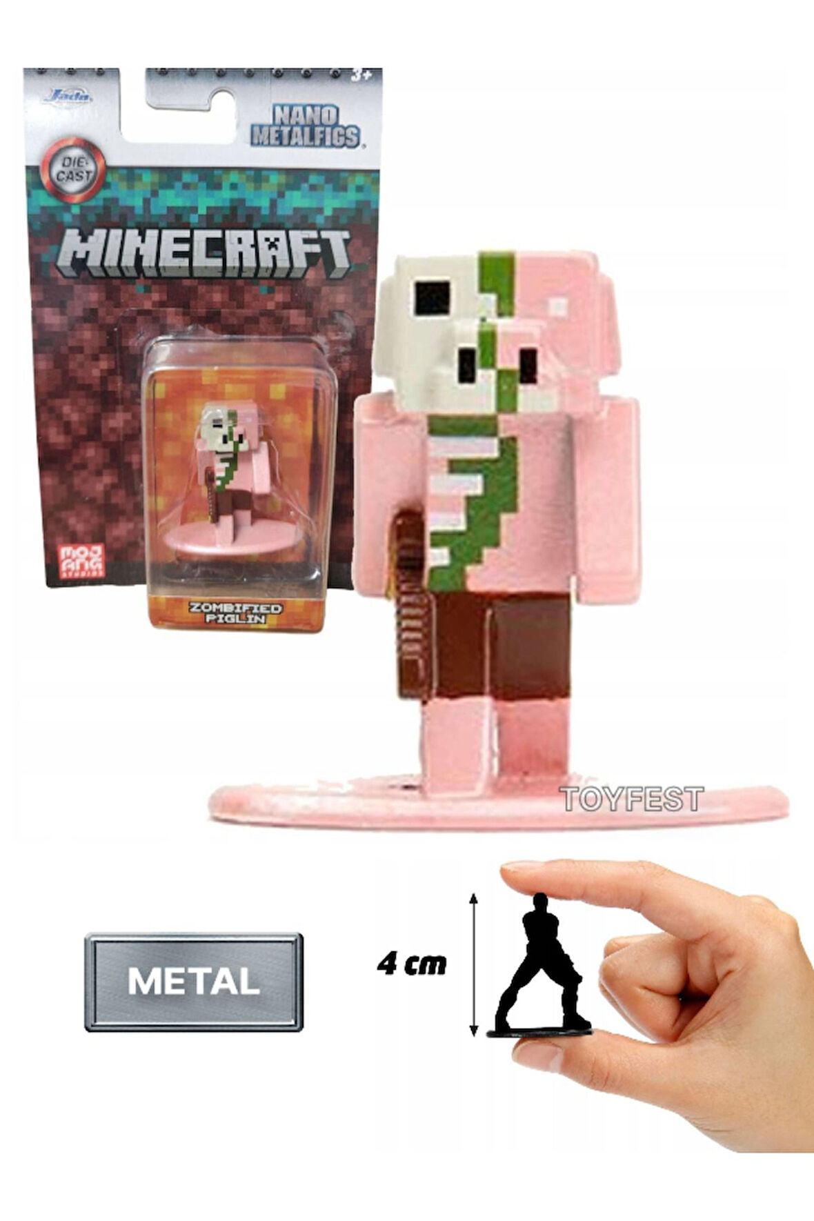 Minecraft Metal Döküm Die - Cast Mini Figür - Zombified Piglin - 4 cm