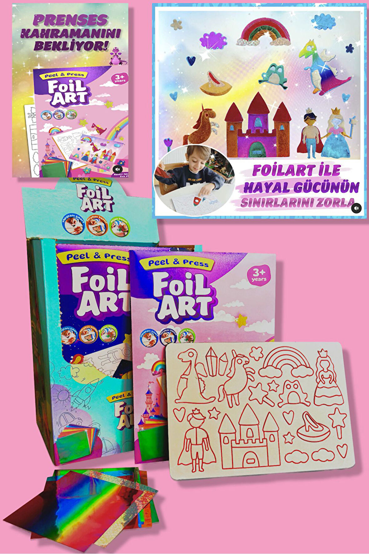 FOILART Peel & Press Yapışkanlı Renkli Basklı Folyo Sanatı 1 li Masal Temalı Set