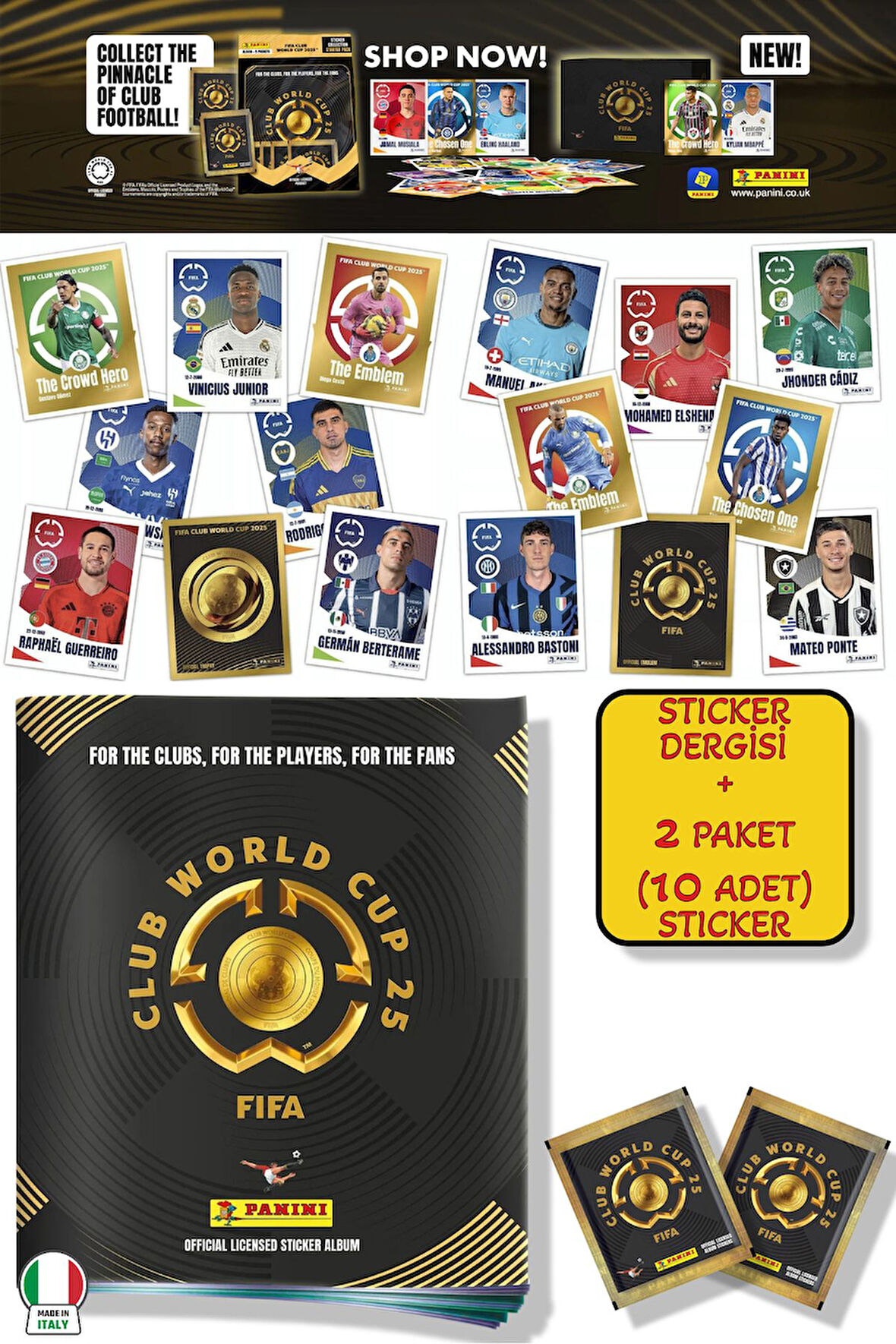 Panini America Club World Cup 2025 Albüm Major Futbol Klüplerler Dünya Kupası Sticker Dergisi