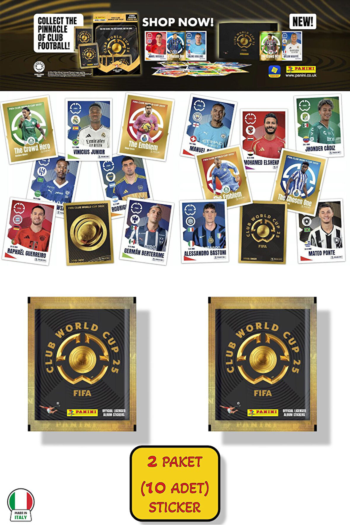 2 PAKET (10 STICKER) Panini America Club World Cup 2025 Albüm Major Futbol Klüplerler Dünya Kupası