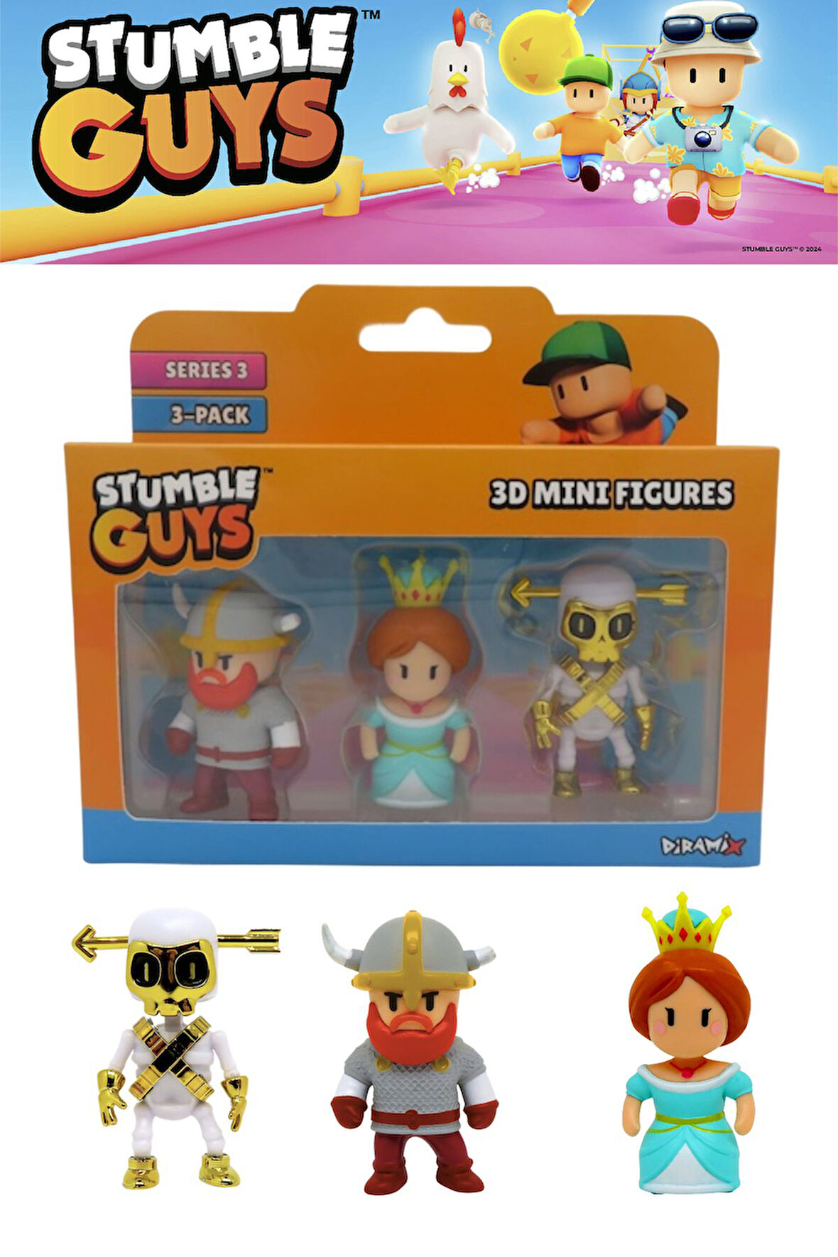 Stumble Guys 3 lü Mini Figür Seti Seri 3 - 5 CM - Model 1